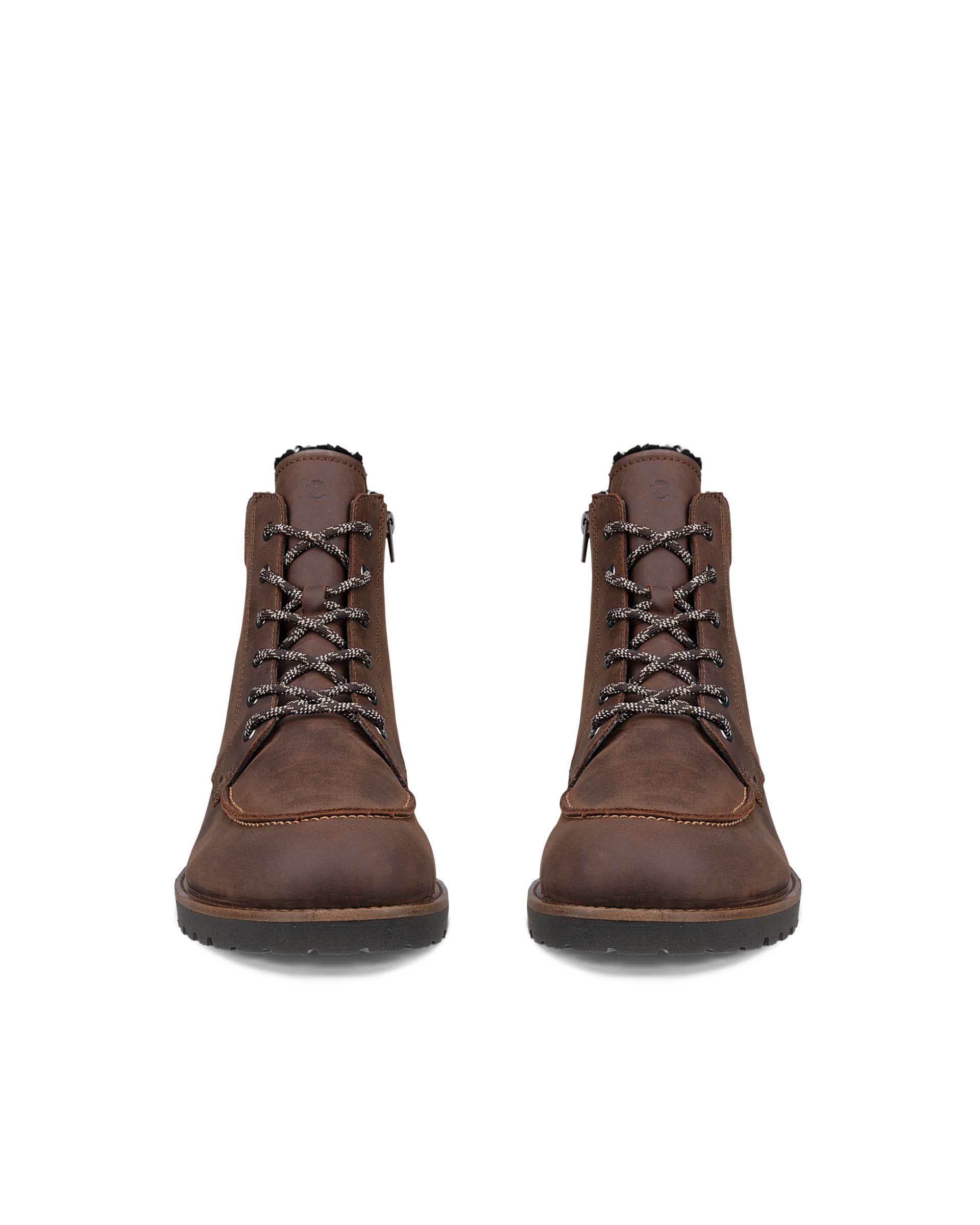 Men's ECCO® CHARLESTOWN Nubuck Waterproof Lace-Up Boot - Brown - Front pair