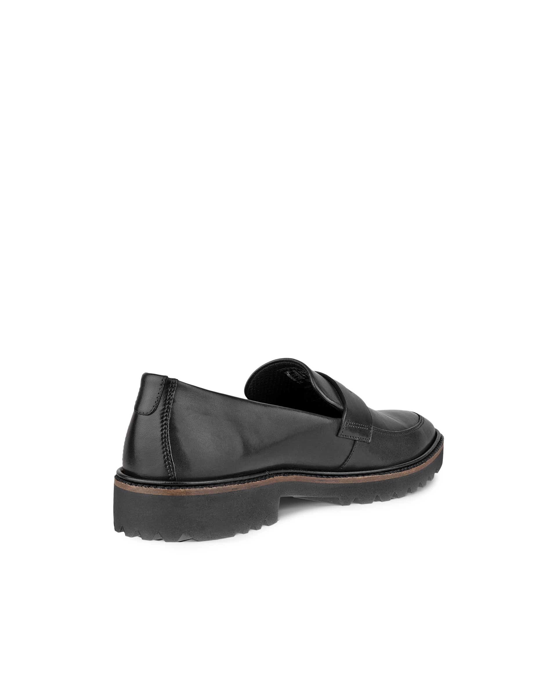 Women's ECCO® Modern Tailored Leather Loafer - Black - Back