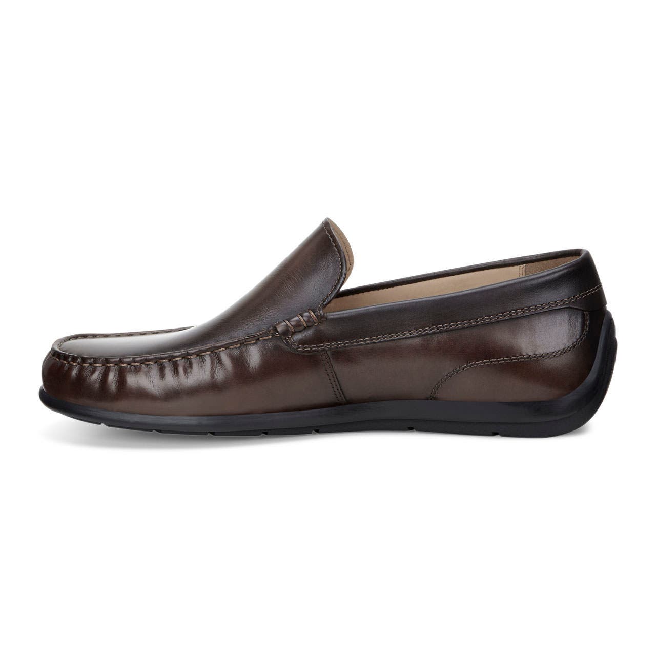 Men's ECCO® Classic Moc 2.0 Leather Moccasin - Brown - Inside