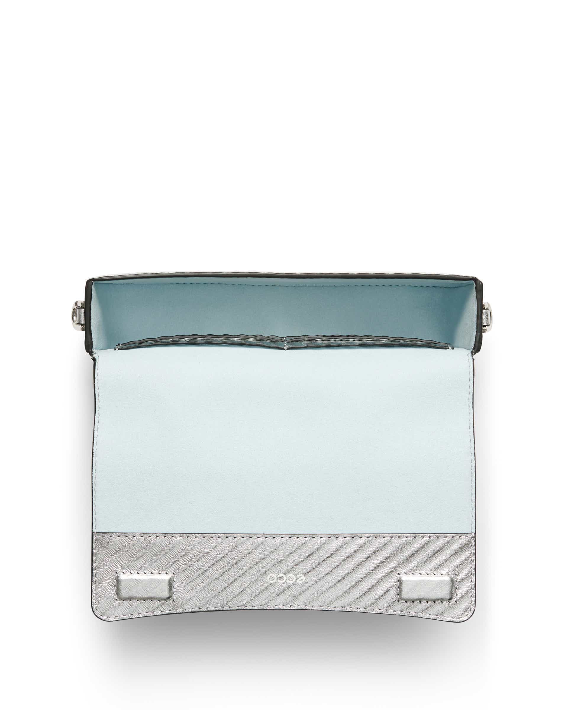 ECCO® Pinch Small Metallic Leather Shoulder Bag - Silver - Birdeye