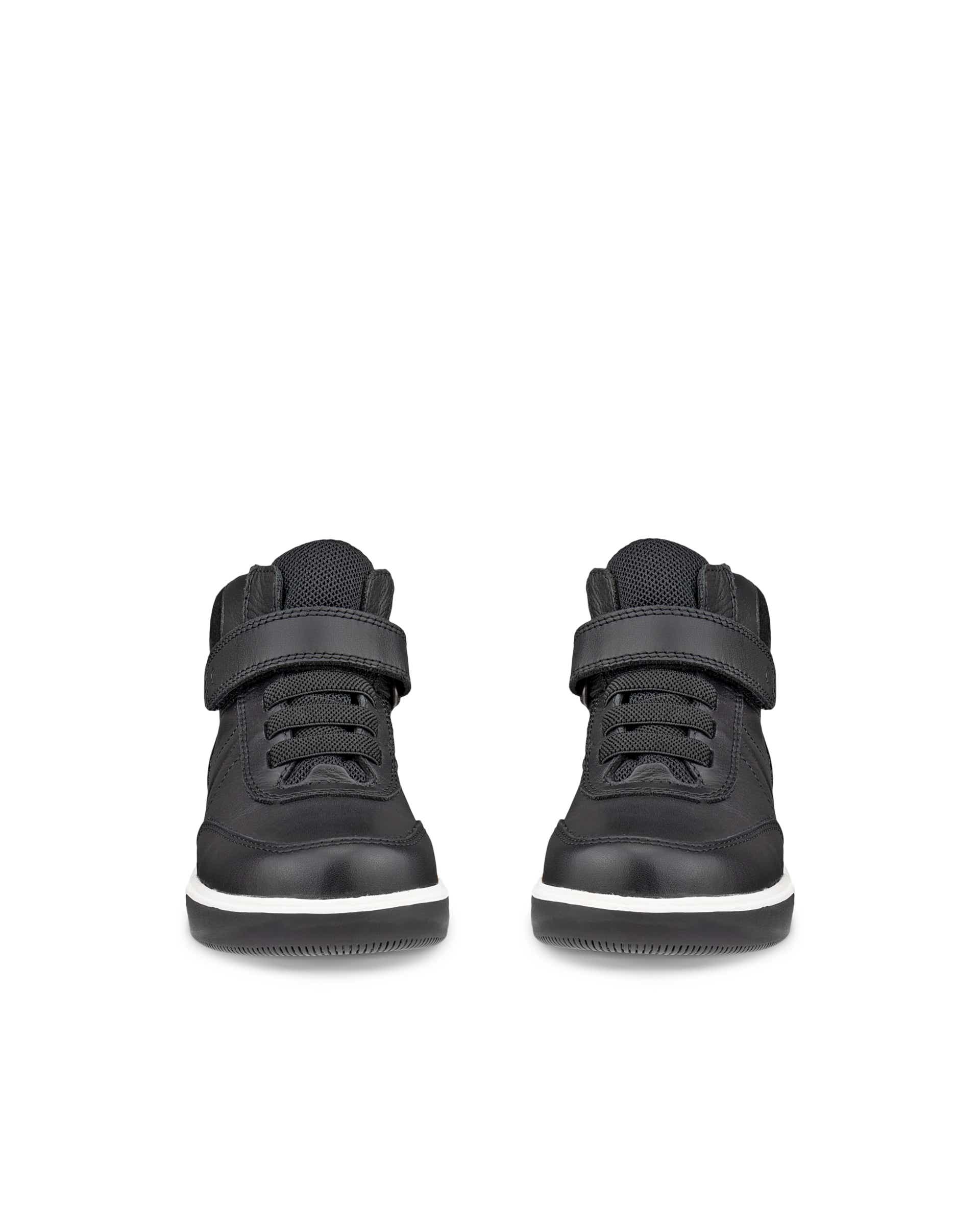 ECCO® STREET COURT K takjakinnitusega nahast jalanõud lastele - Must - Front pair