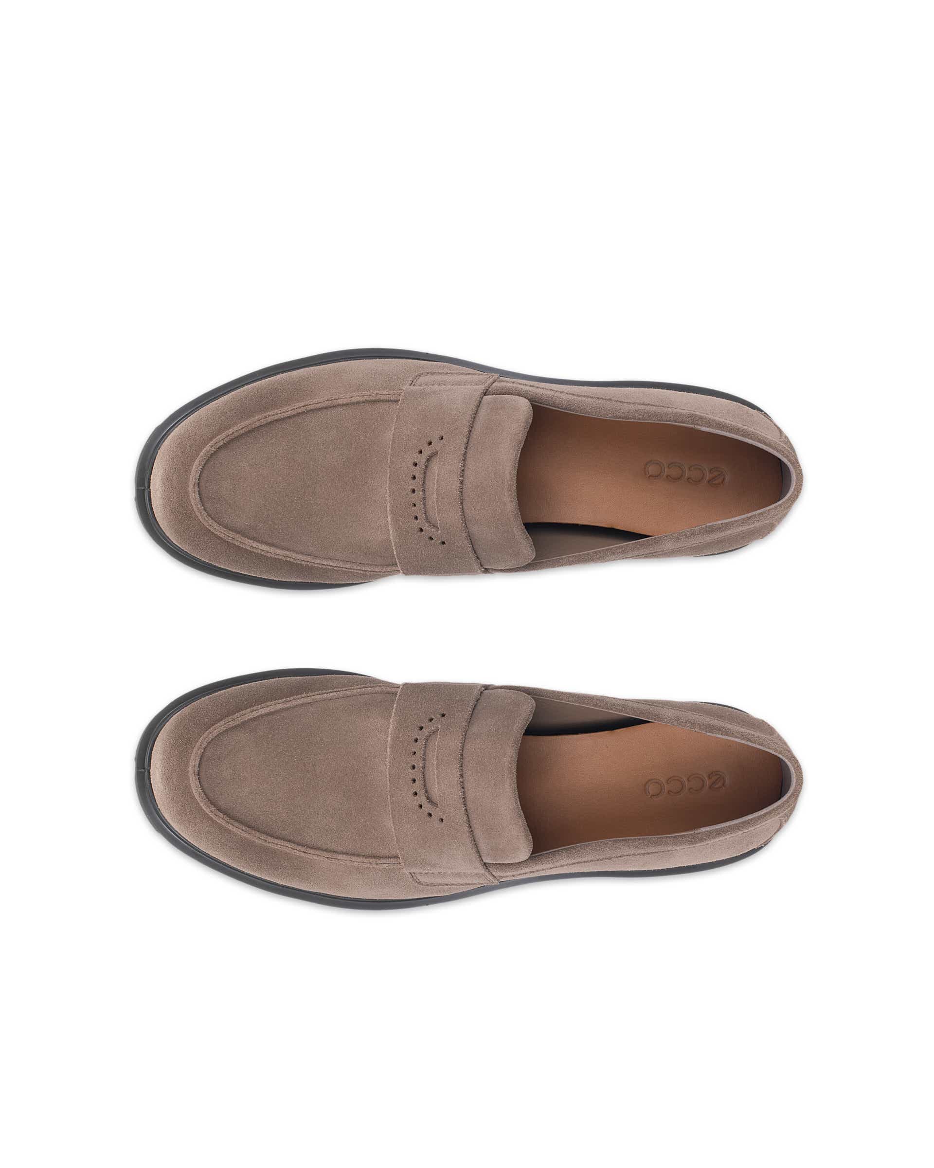 Women's ECCO® METROPOLE VIENNA Suede Loafer - Brown - Top left pair