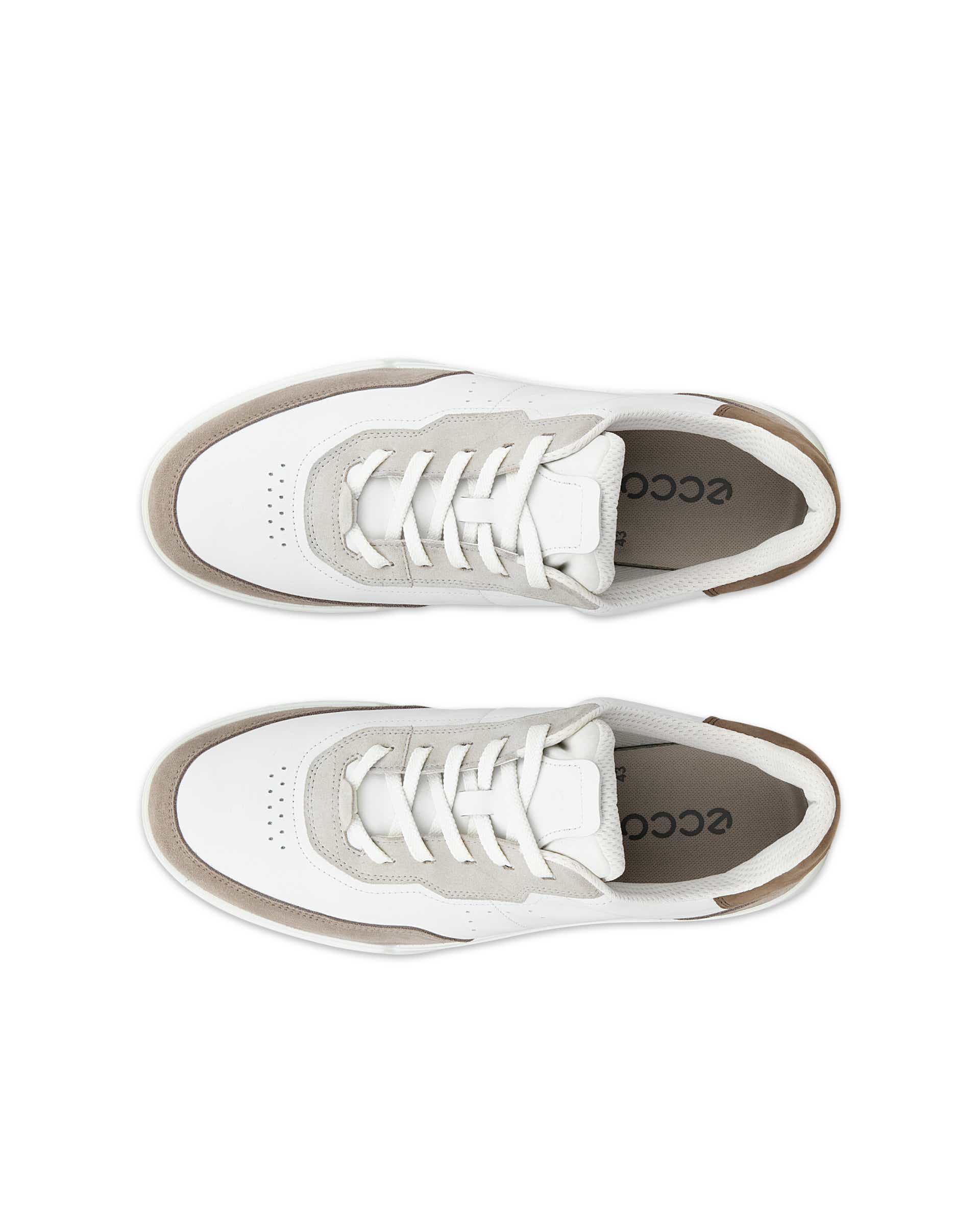 Men's ECCO® STREET COURT Leather Sneaker - White - Top left pair