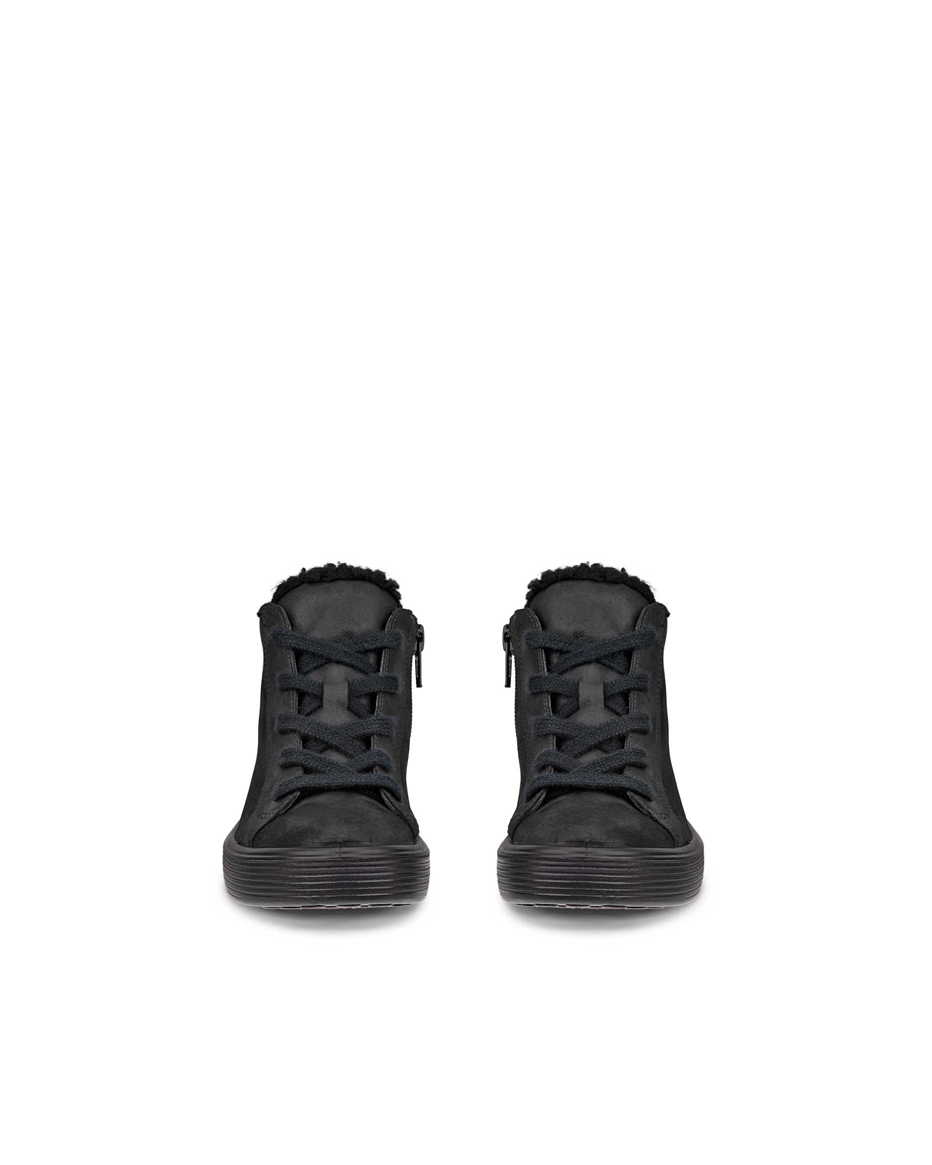 ECCO® SOFT 60 dječje vodootporne gležnjače od nubuka - Crna - Front pair