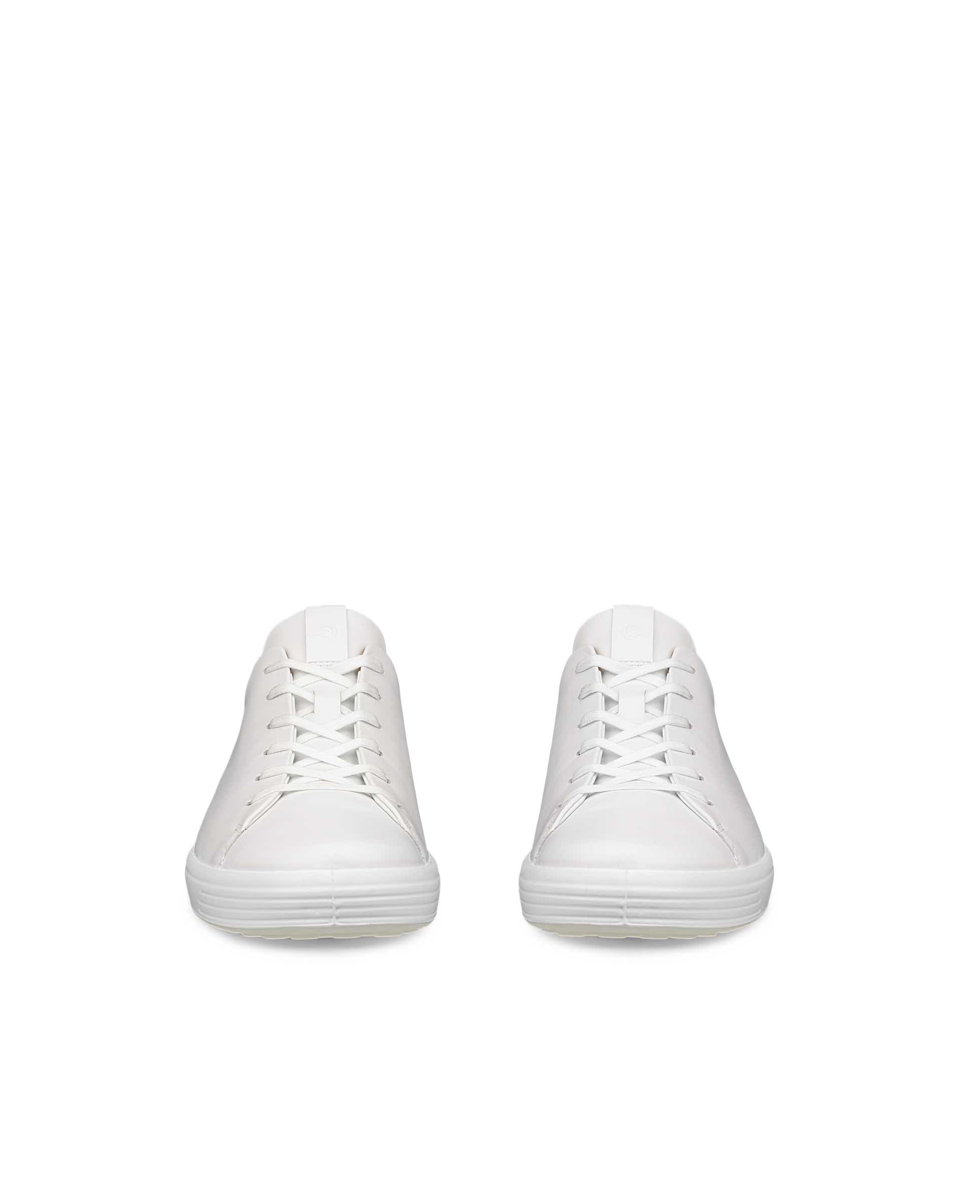 Men's ECCO® Soft 7 Leather Lace-Up Shoe - White - Front pair