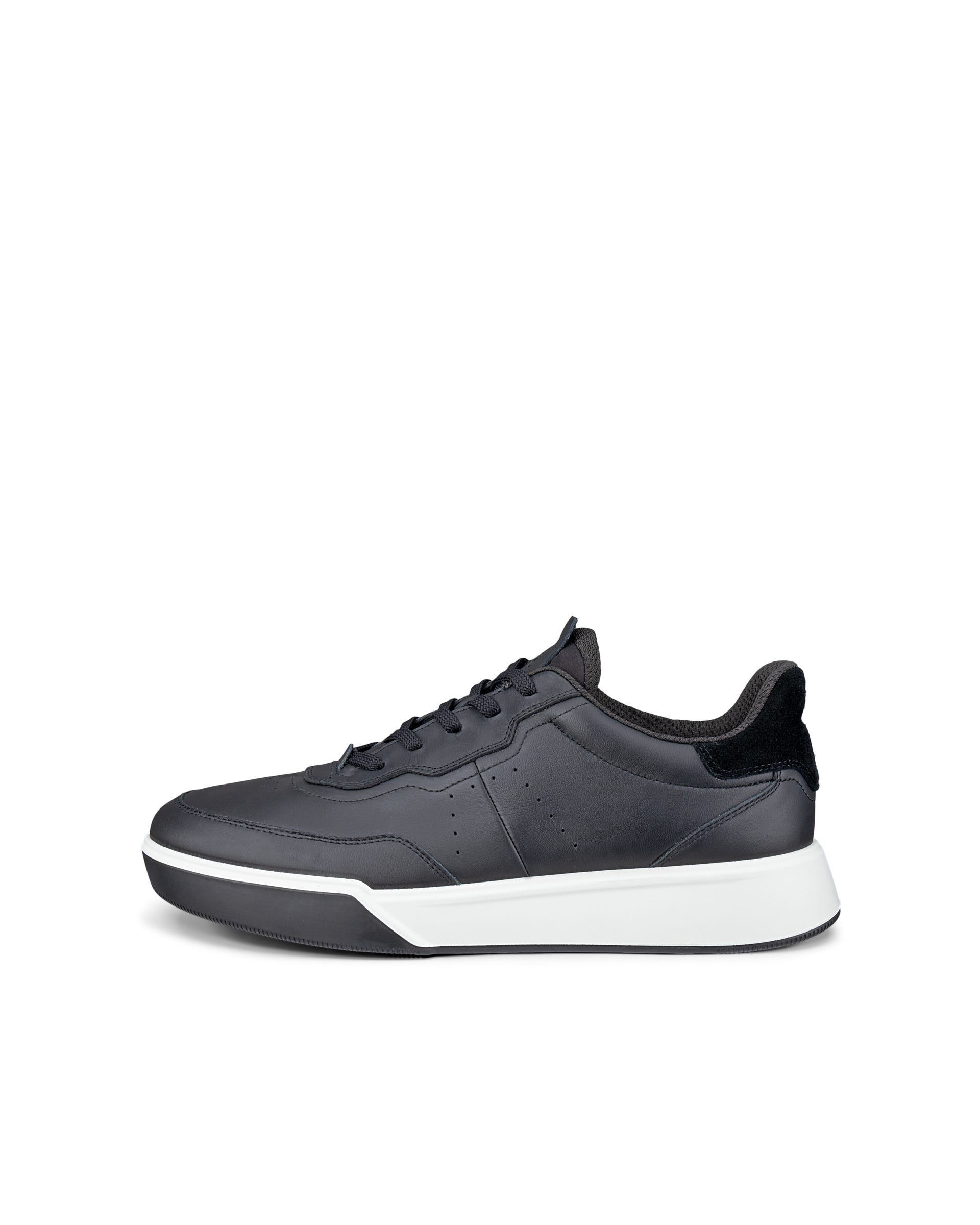 Men's ECCO® STREET COURT Leather Sneaker - Black - Outside