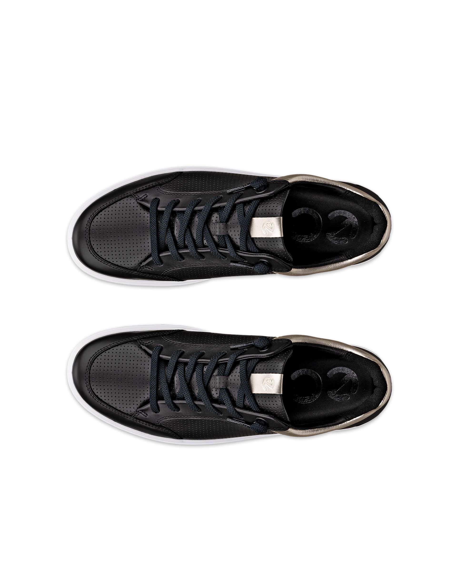 Women's ECCO® Soft 60 Leather Sneaker - Black - Top left pair