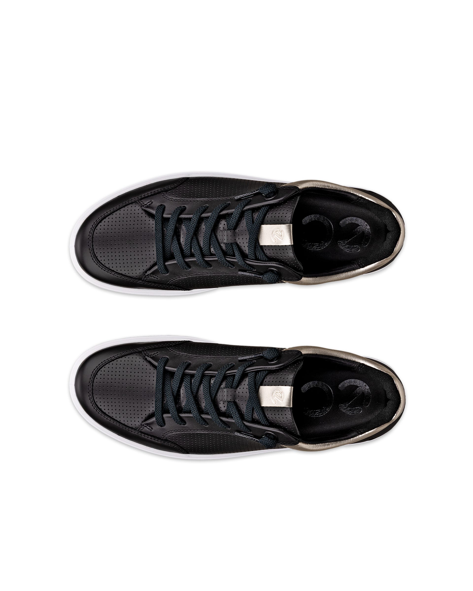 Women's ECCO® Soft 60 Leather Sneaker - Black - Top left pair