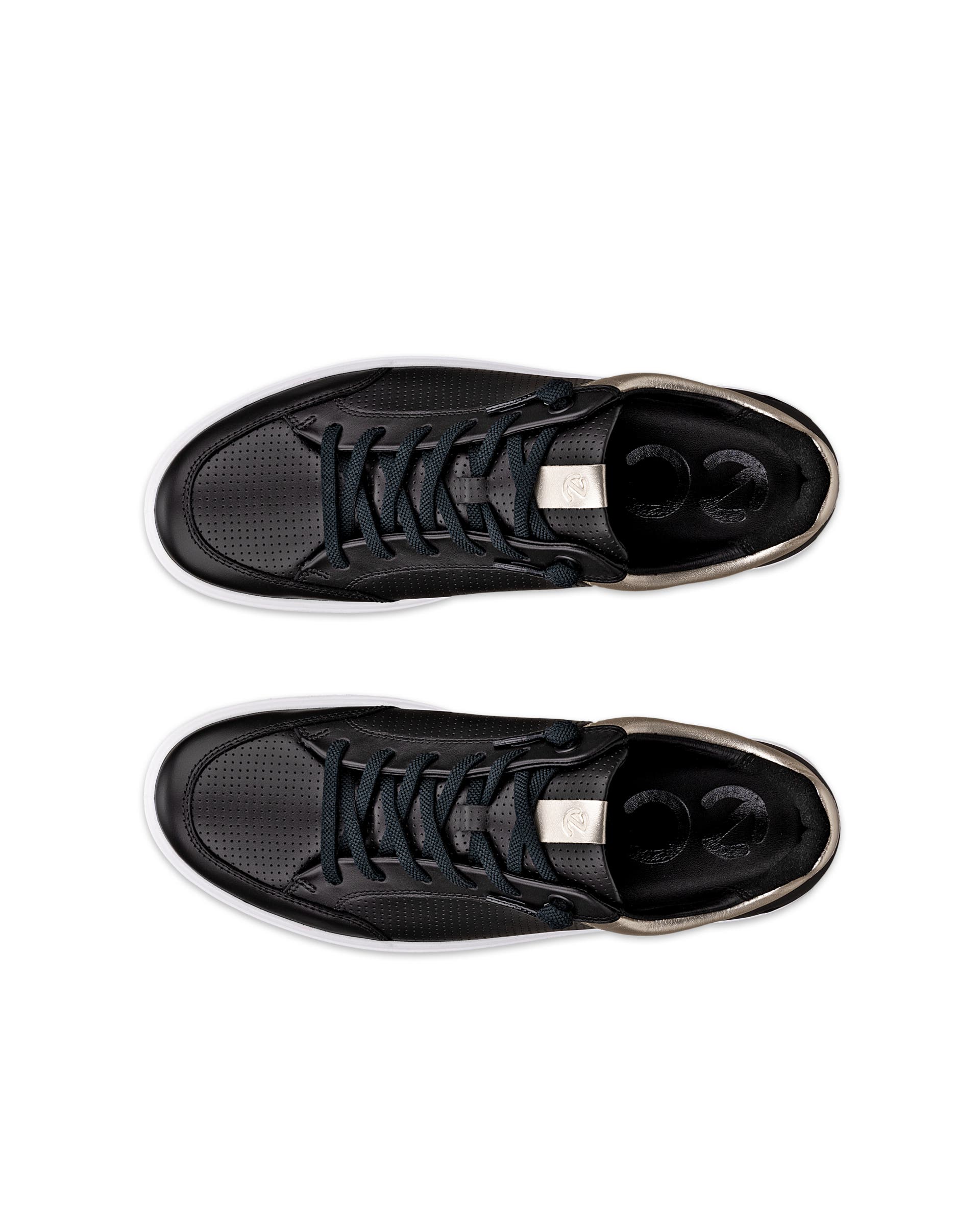 Women's ECCO® Soft 60 Leather Sneaker - Black - Top left pair