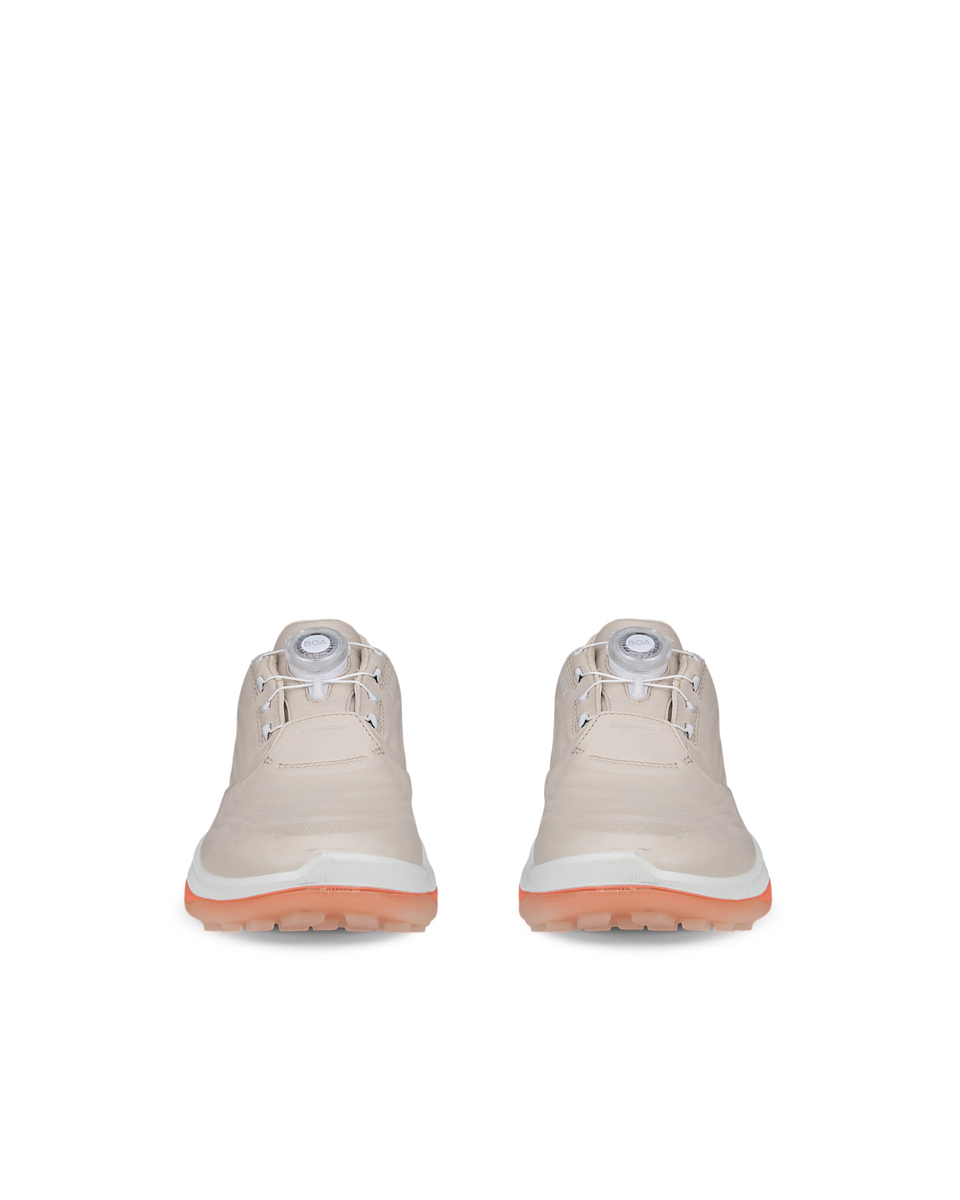 Ladies ECCO® Golf LT1 Leather Waterproof Shoe - Beige - Front pair