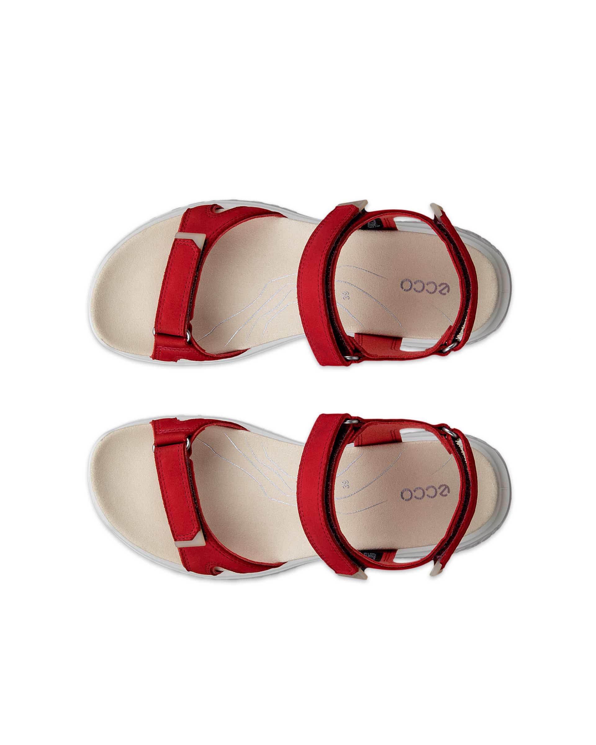 Women's ECCO® Offroad Roam Nubuck Two Strap Sandal - Red - Top left pair