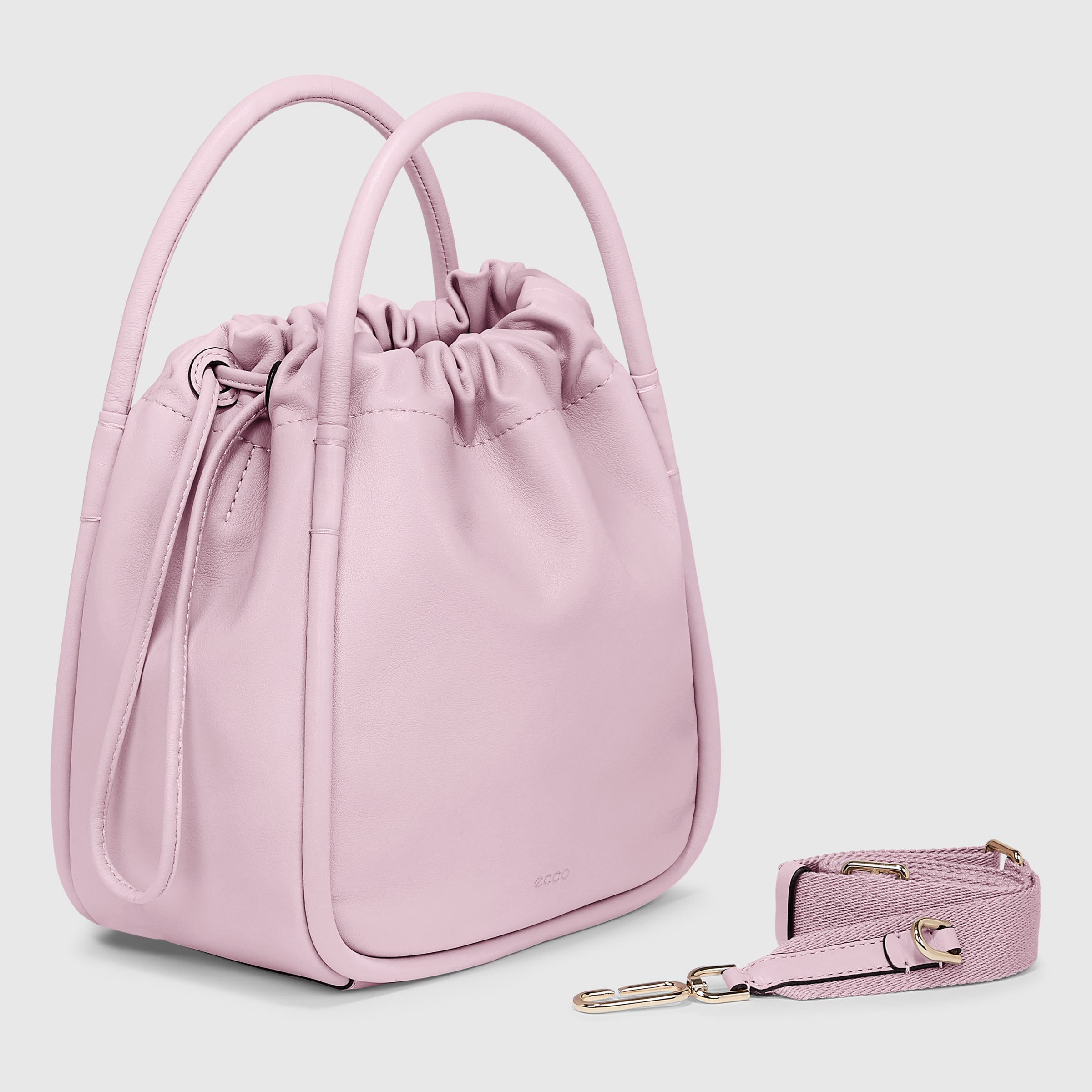 ECCO® Contact Leather Drawstring Bag - Pink - Main