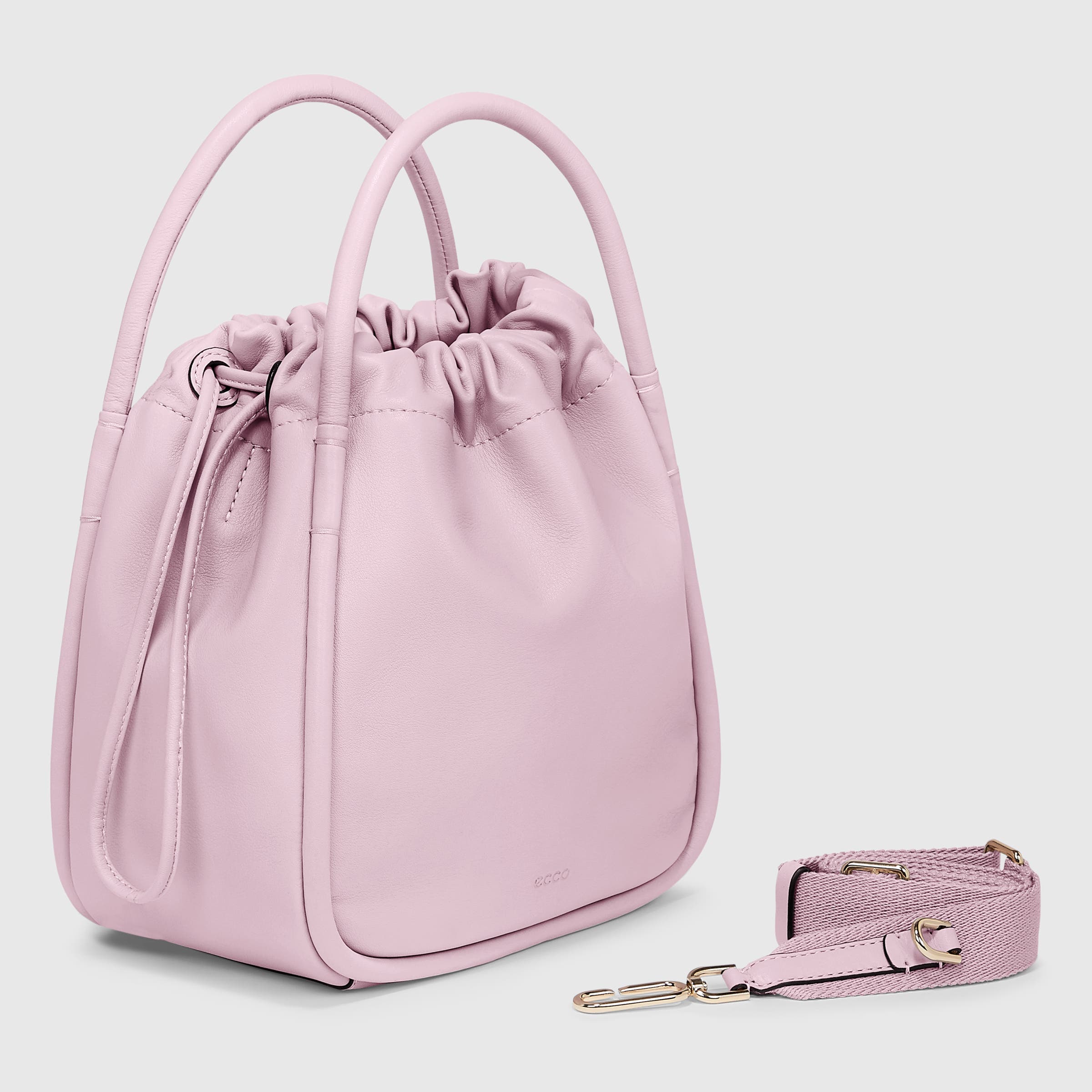ECCO® Contact Leather Drawstring Bag - Pink - Main