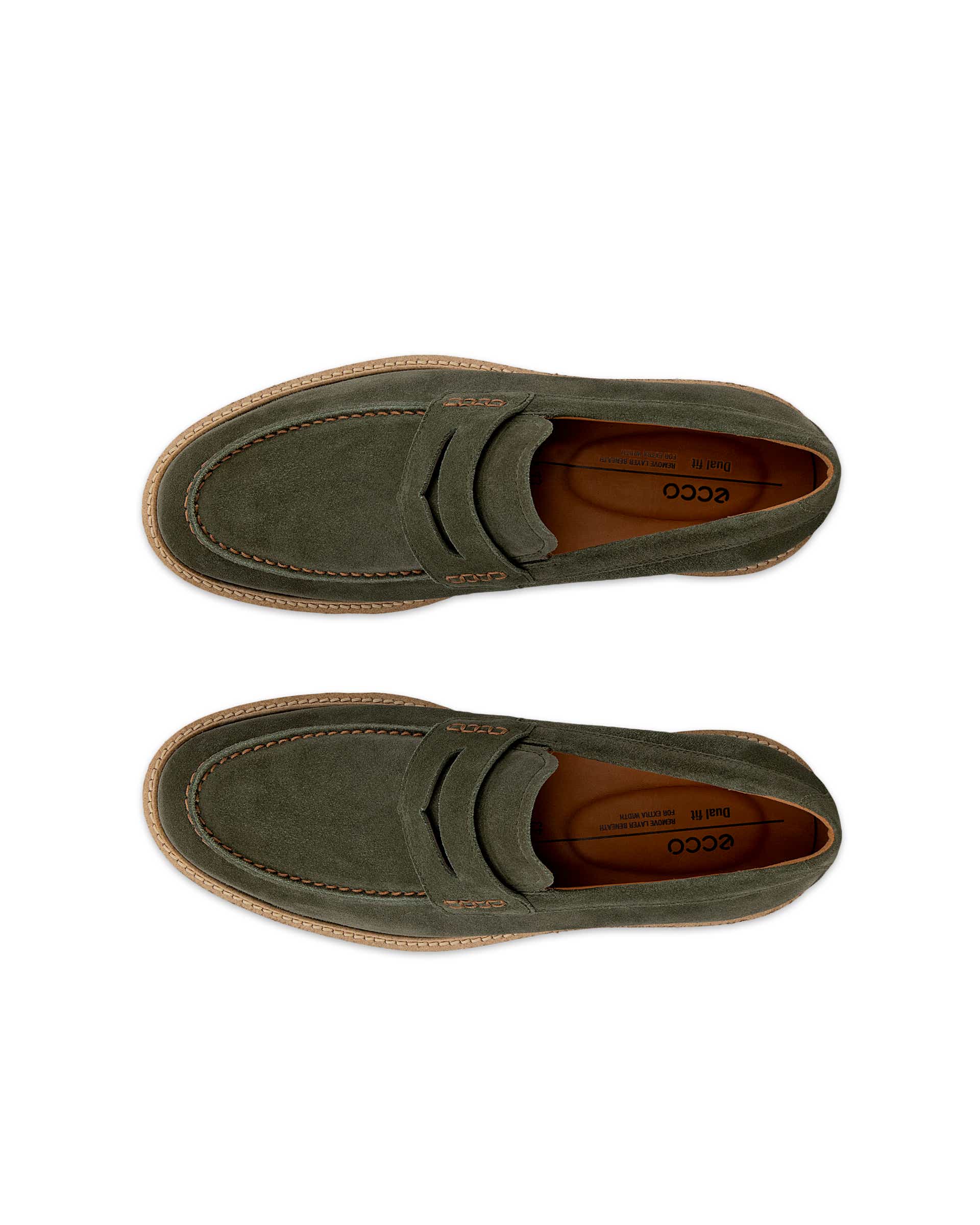 ECCO Metropole London メンズ スエードモックトゥシューズ - グリーン - Top left pair