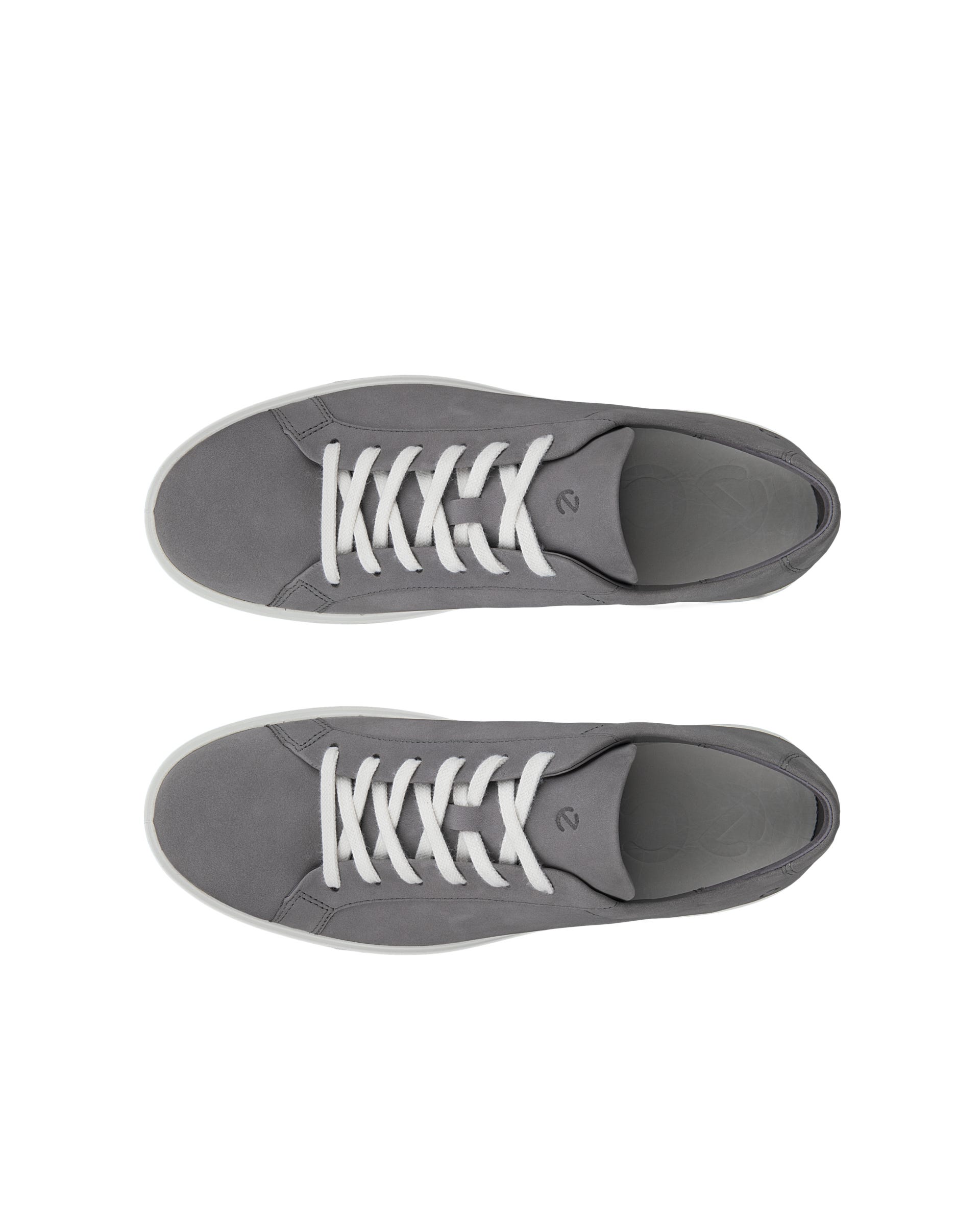 Men's ECCO® Soft 60 Nubuck Trainer - Grey - Top left pair