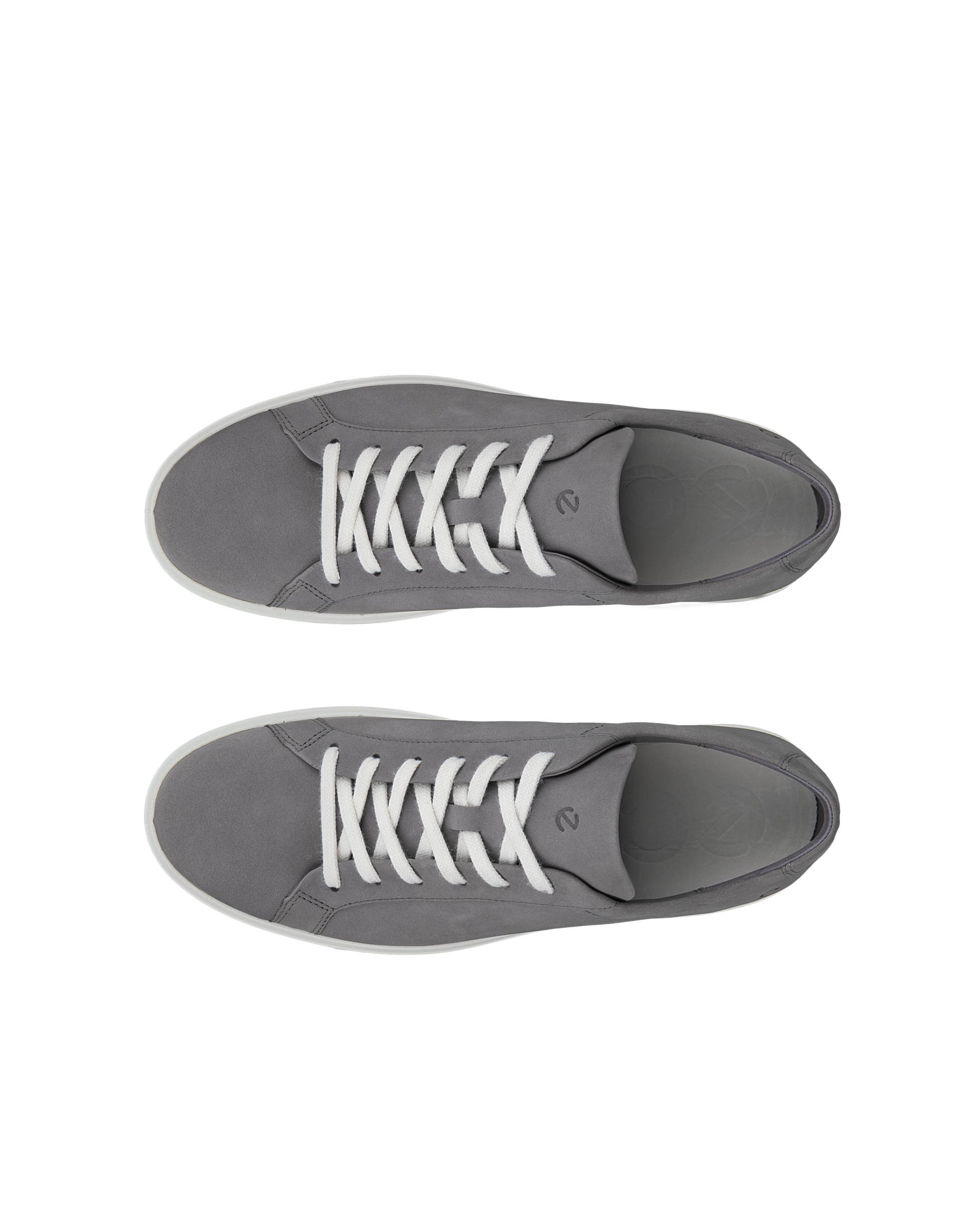 Men's ECCO® Soft 60 Nubuck Trainer - Grey - Top left pair