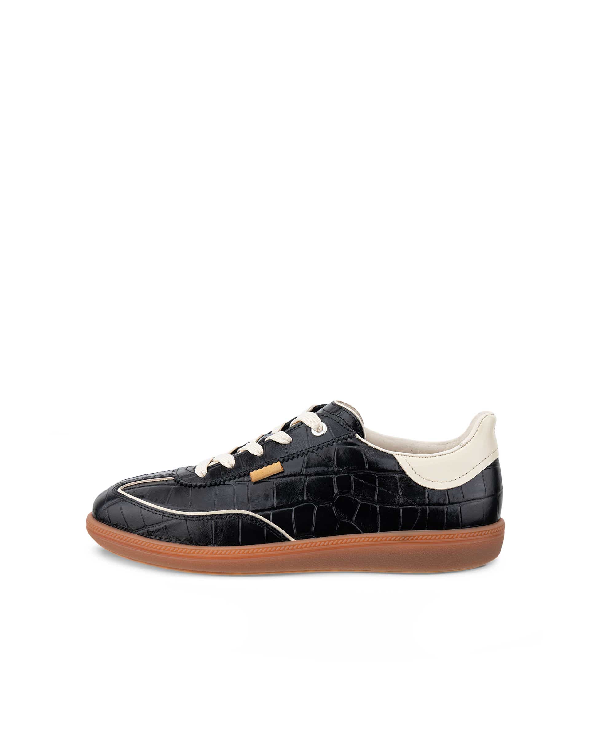 Women's ECCO® Soft 11 Leather Lace-Up Sneaker - Black - Outside