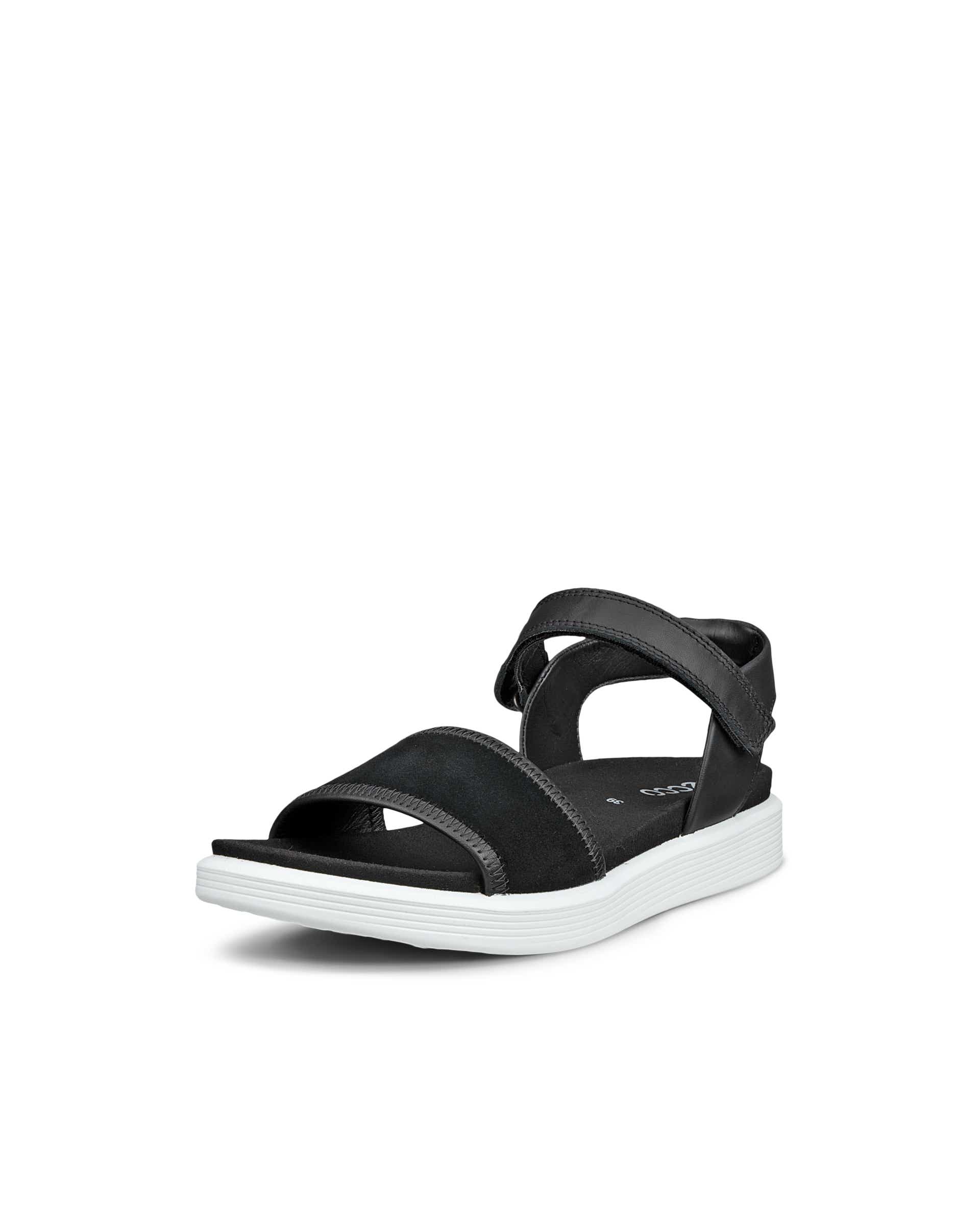 ECCO® SOFT SANDAL sandaler i læder med to remme til damer - Sort - Main