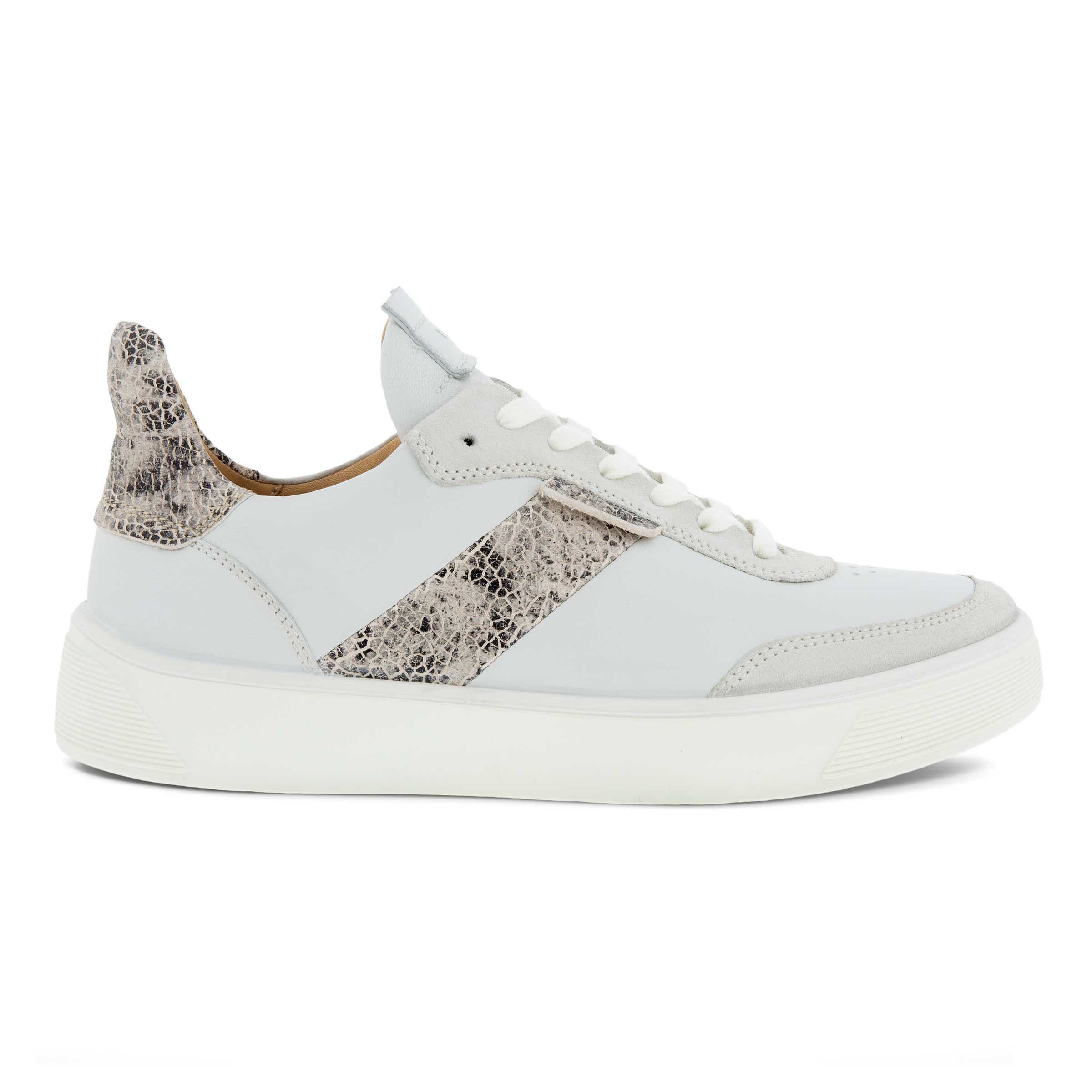 Women's ECCO® Street Tray Leather Sneaker - White - Outside