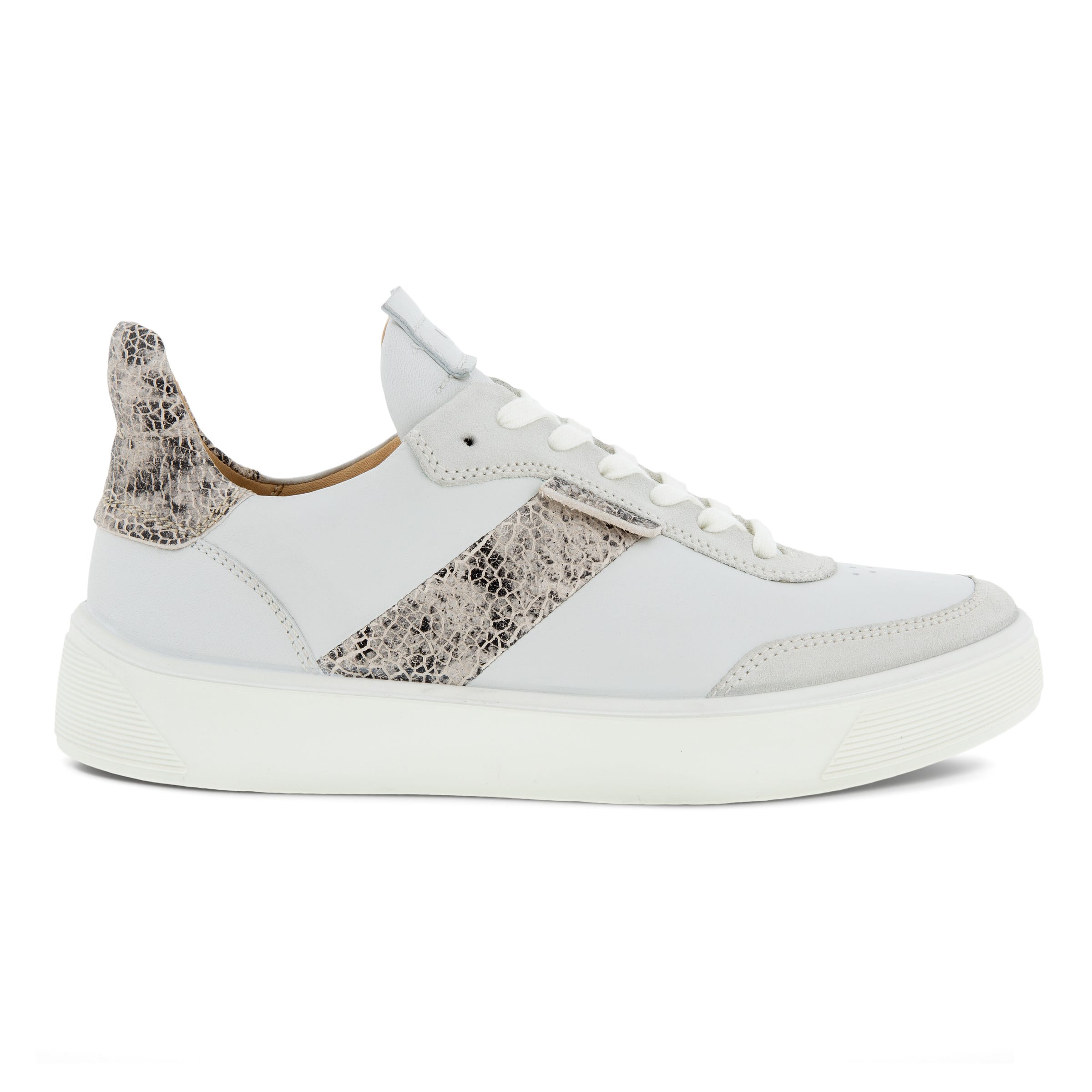 Women's ECCO® Street Tray Leather Sneaker - White - Outside