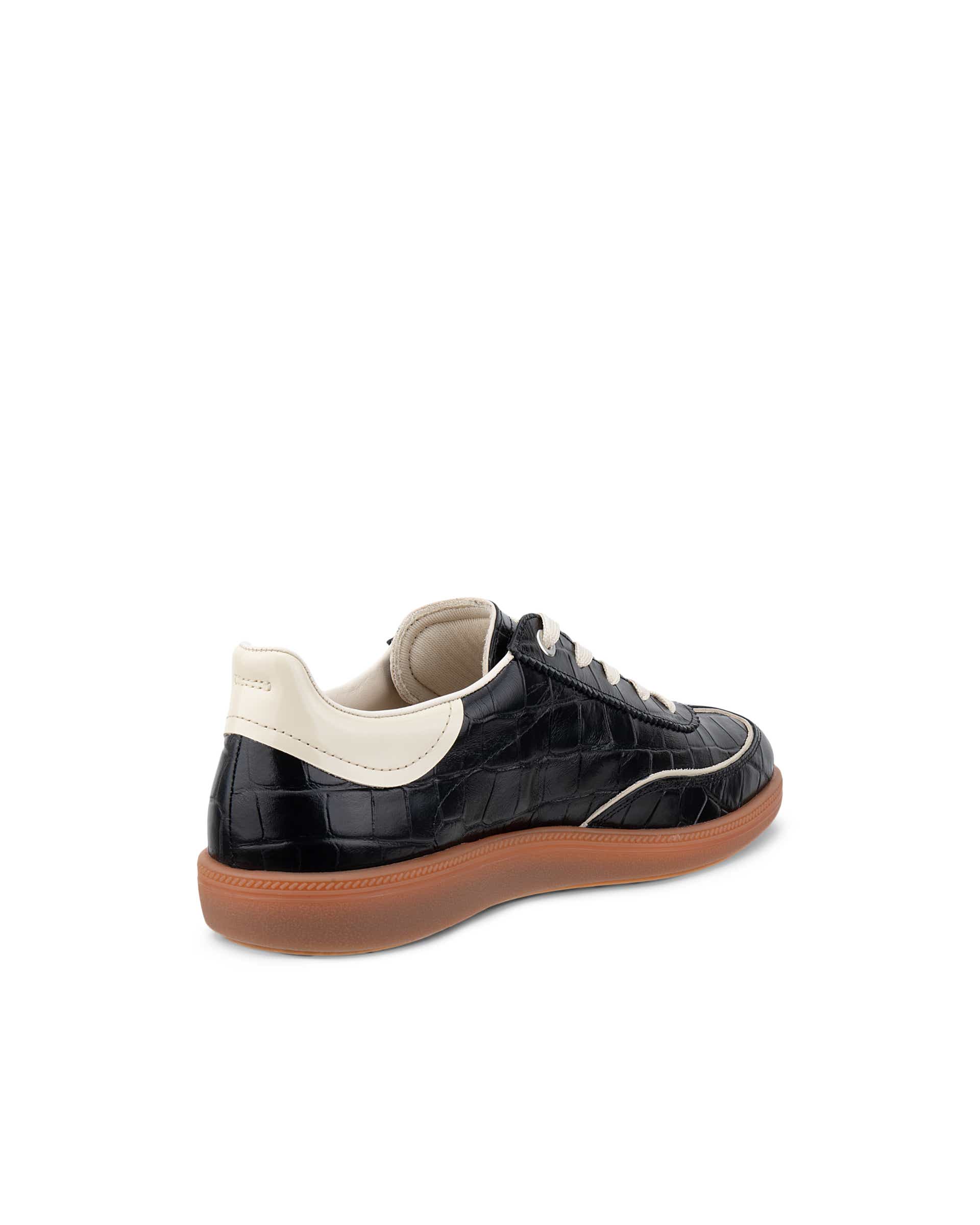 Women's ECCO® Soft 11 Leather Lace-Up Sneaker - Black - Back