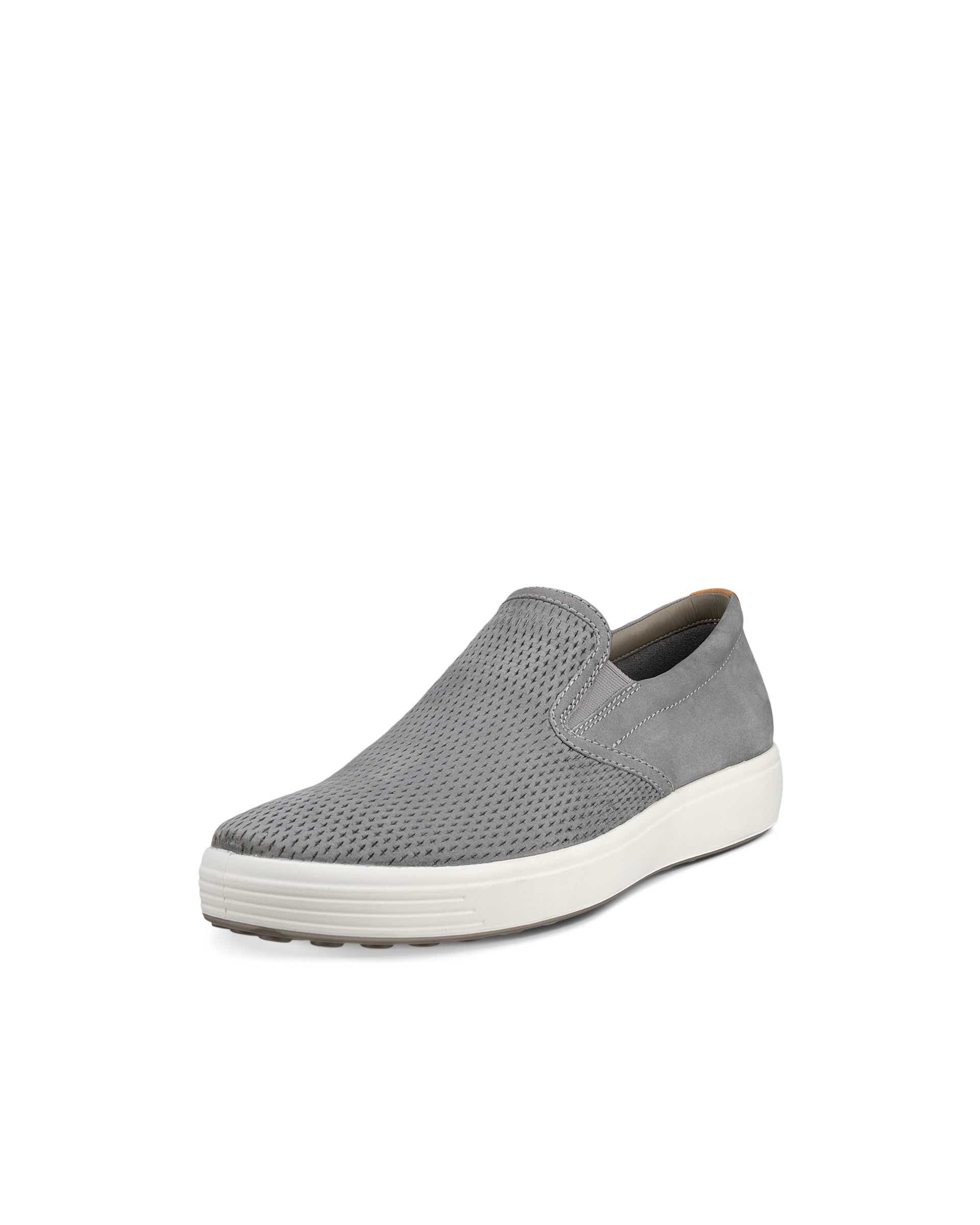 Men's ECCO® Soft 7 Nubuck Slip-On - Grey - Main
