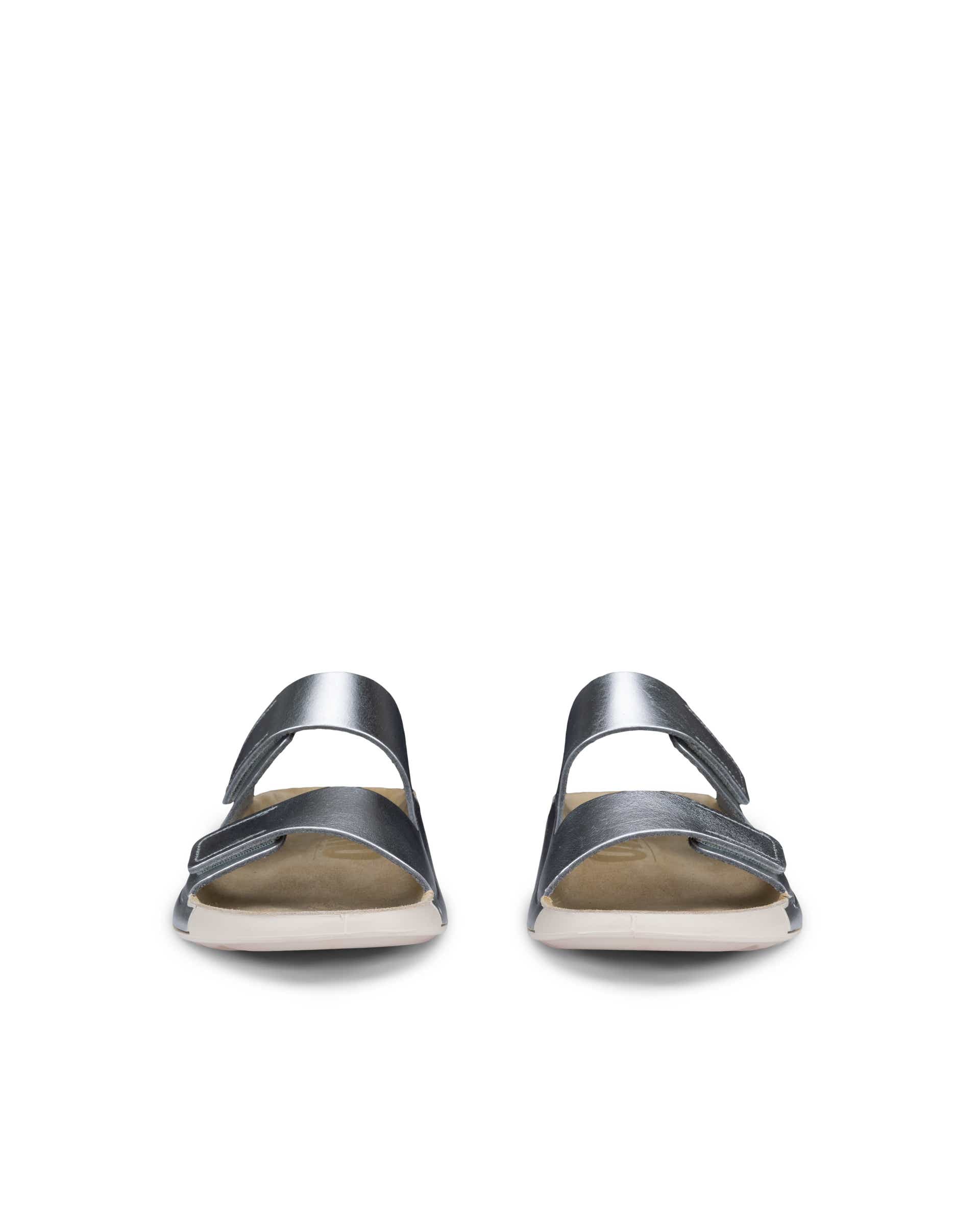 Women's ECCO® Cozmo Leather Two Strap Sandal - Metallics - Front pair