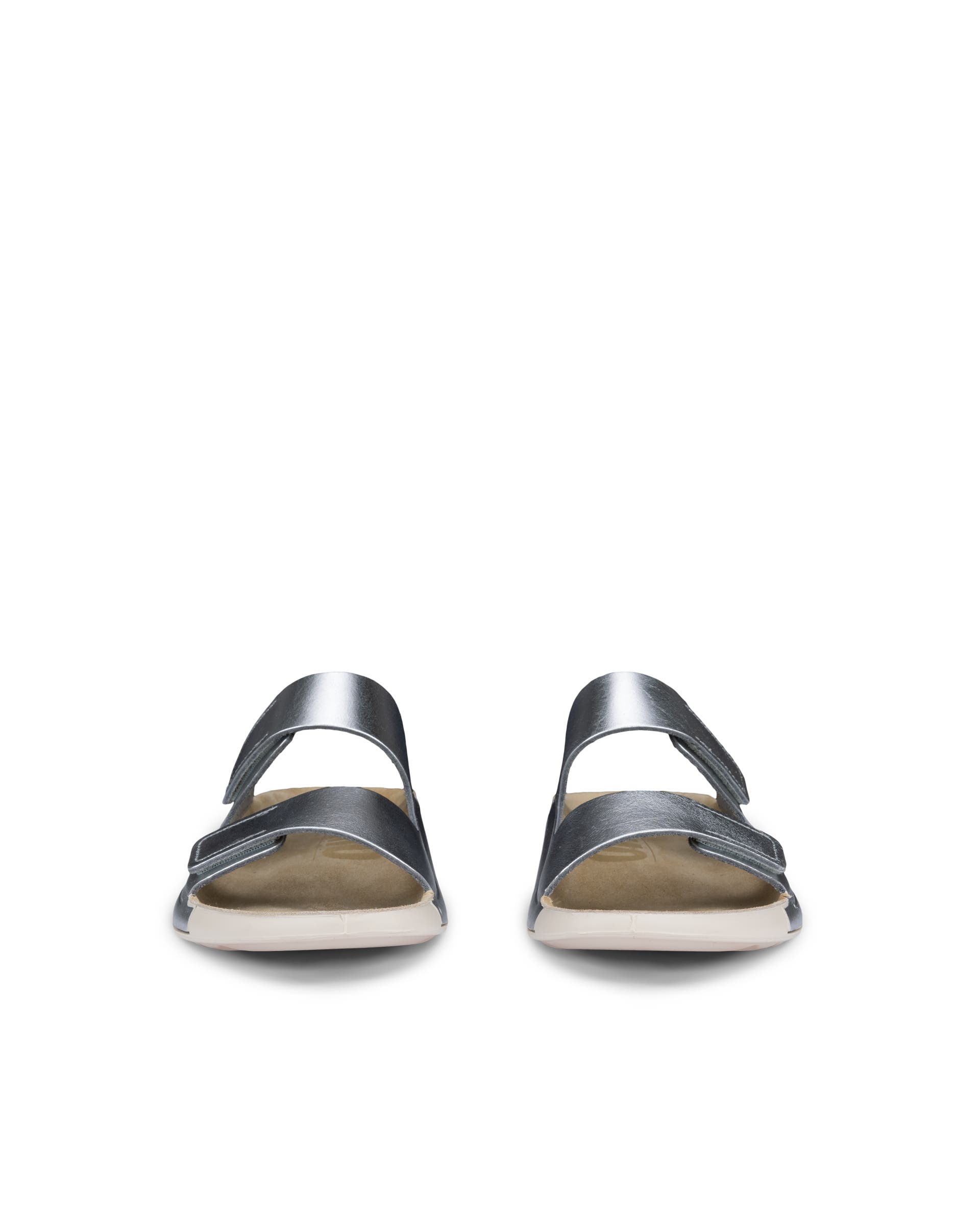 Women's ECCO® Cozmo Leather Two Strap Sandal - Metallics - Front pair