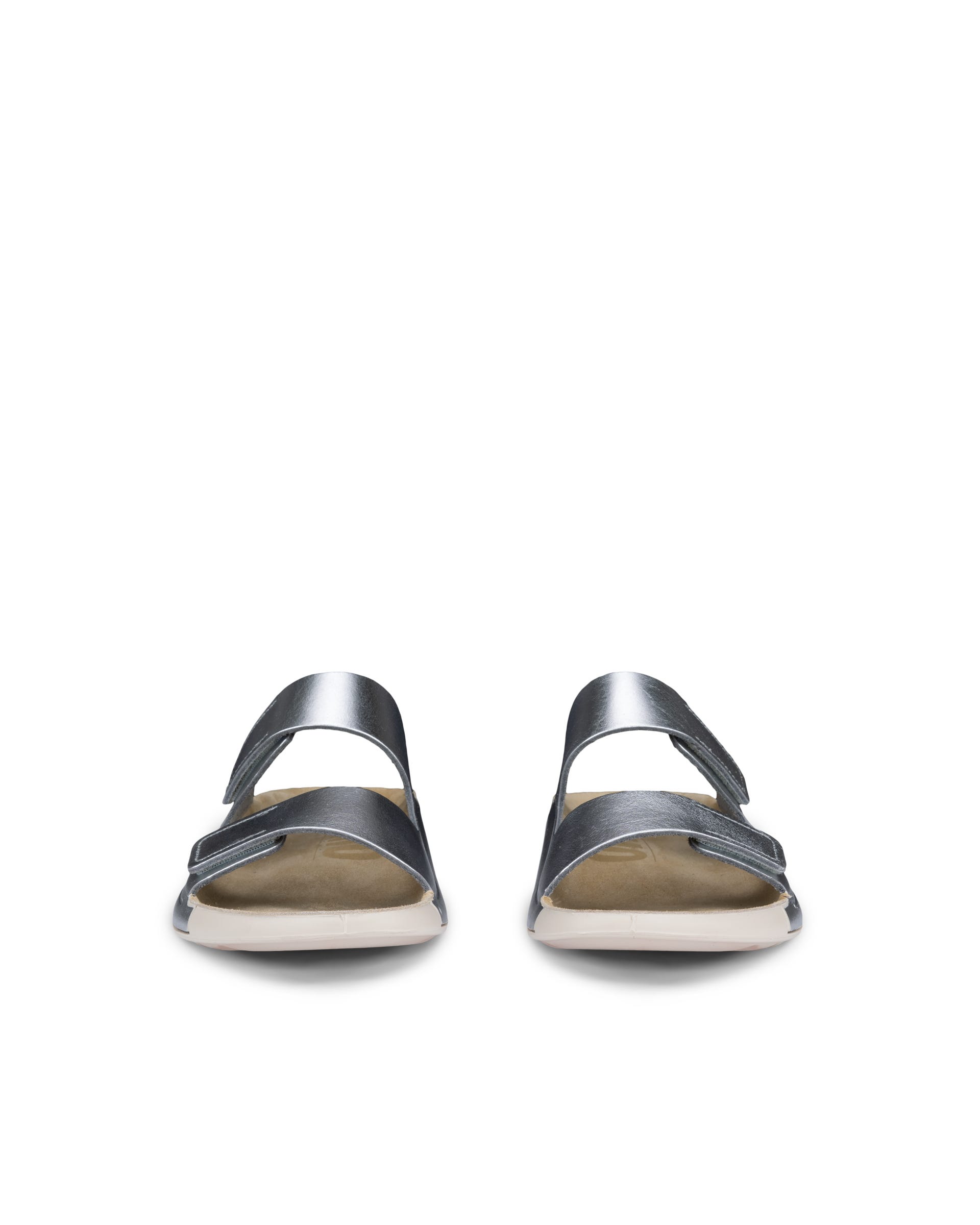 Women's ECCO® Cozmo Leather Two Strap Sandal - Metallics - Front pair