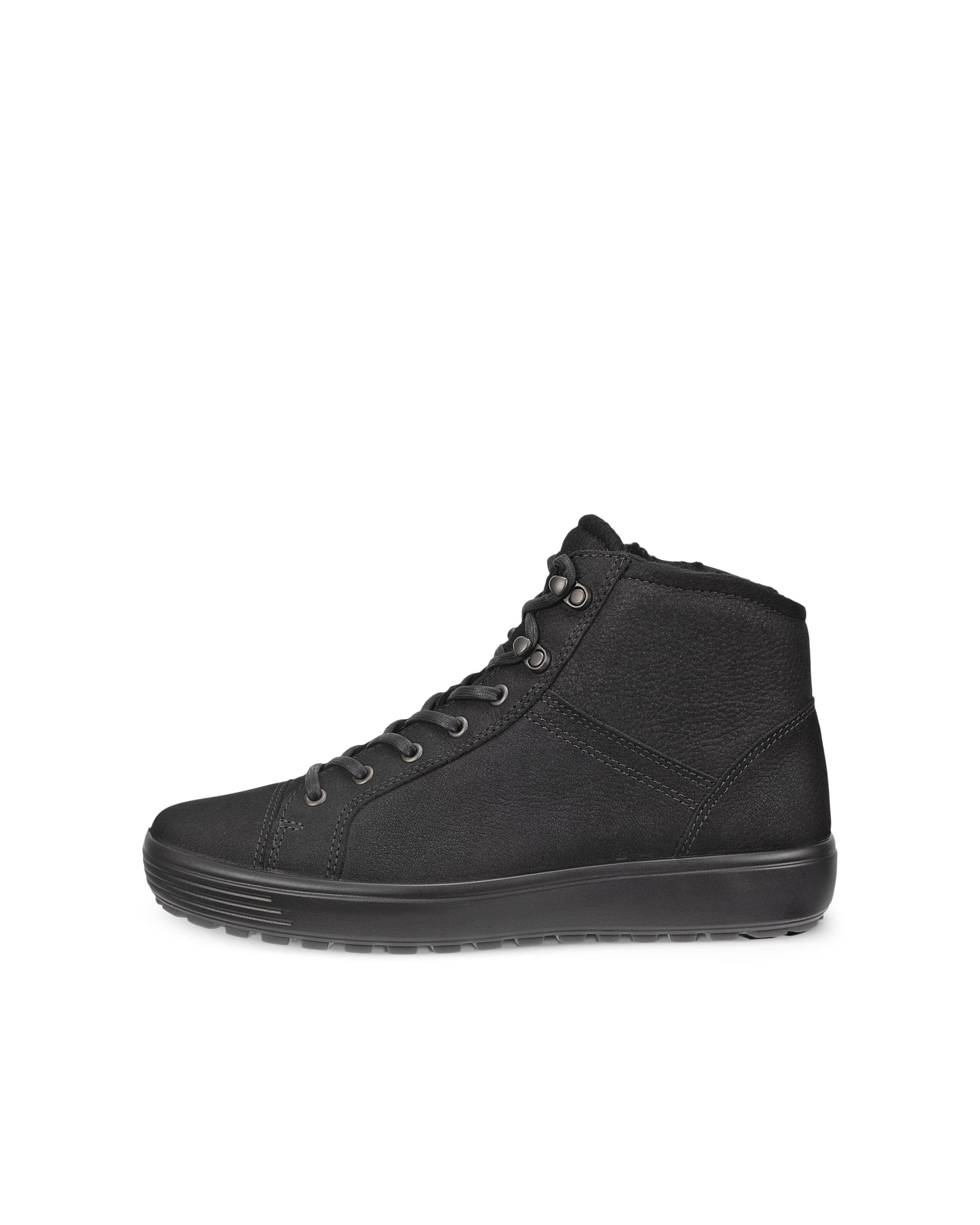 Men's ECCO® SOFT 7 TRED II Nubuck Sneaker Boot - Black - Outside
