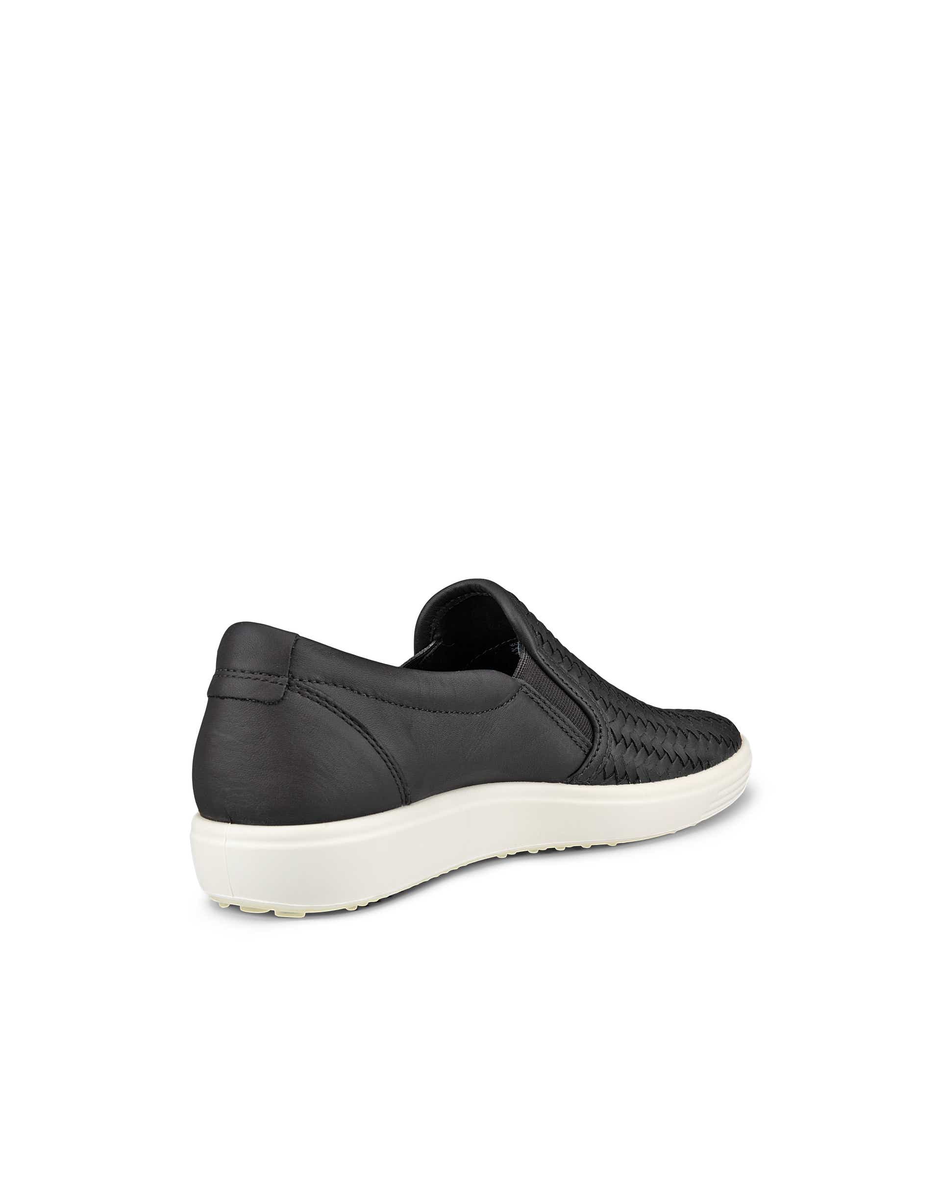 ECCO® Soft 7 női belebújós bőr sneaker - Fekete - Back