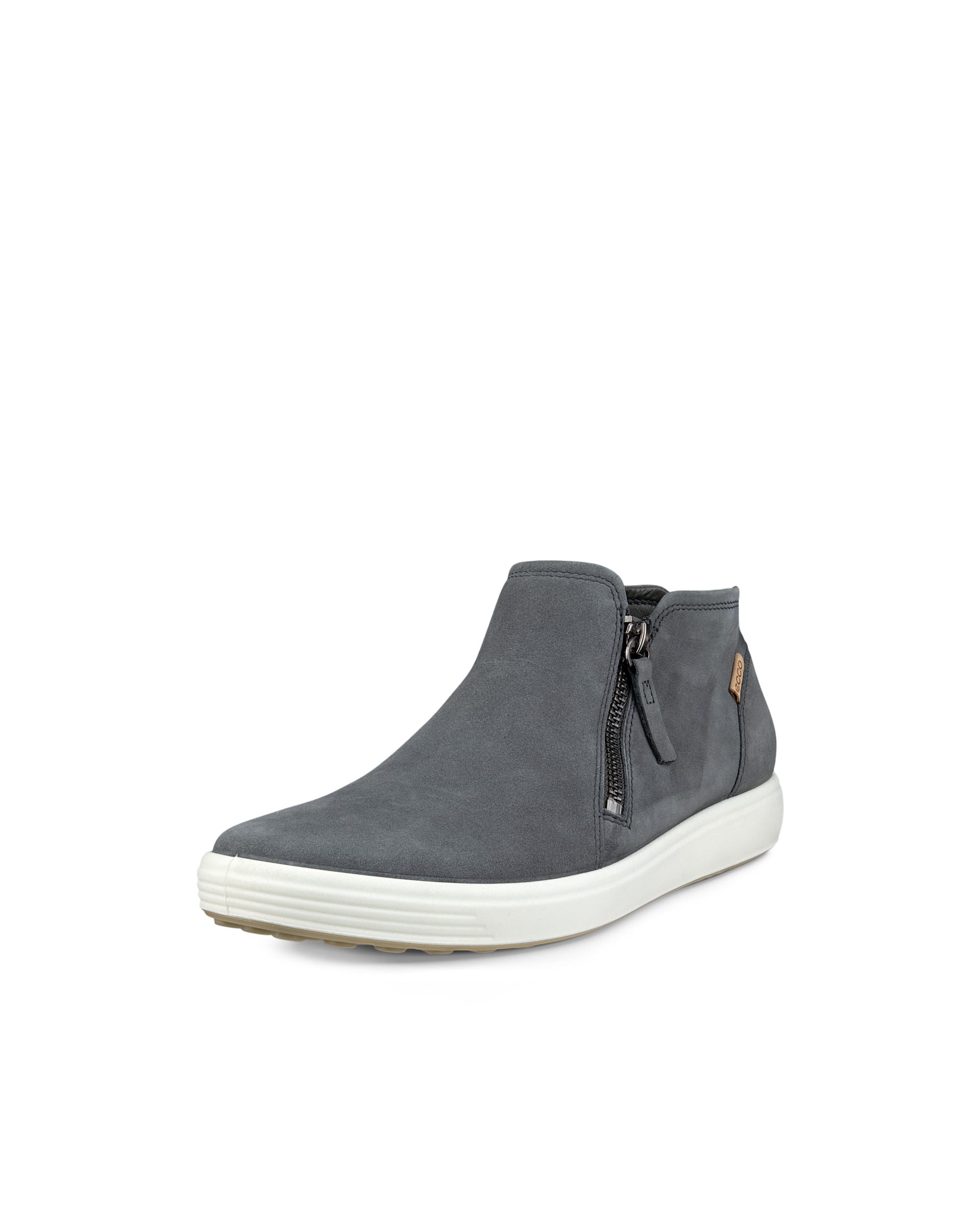 Women's ECCO® Soft 7 Nubuck Zip Bootie - Gray - Main