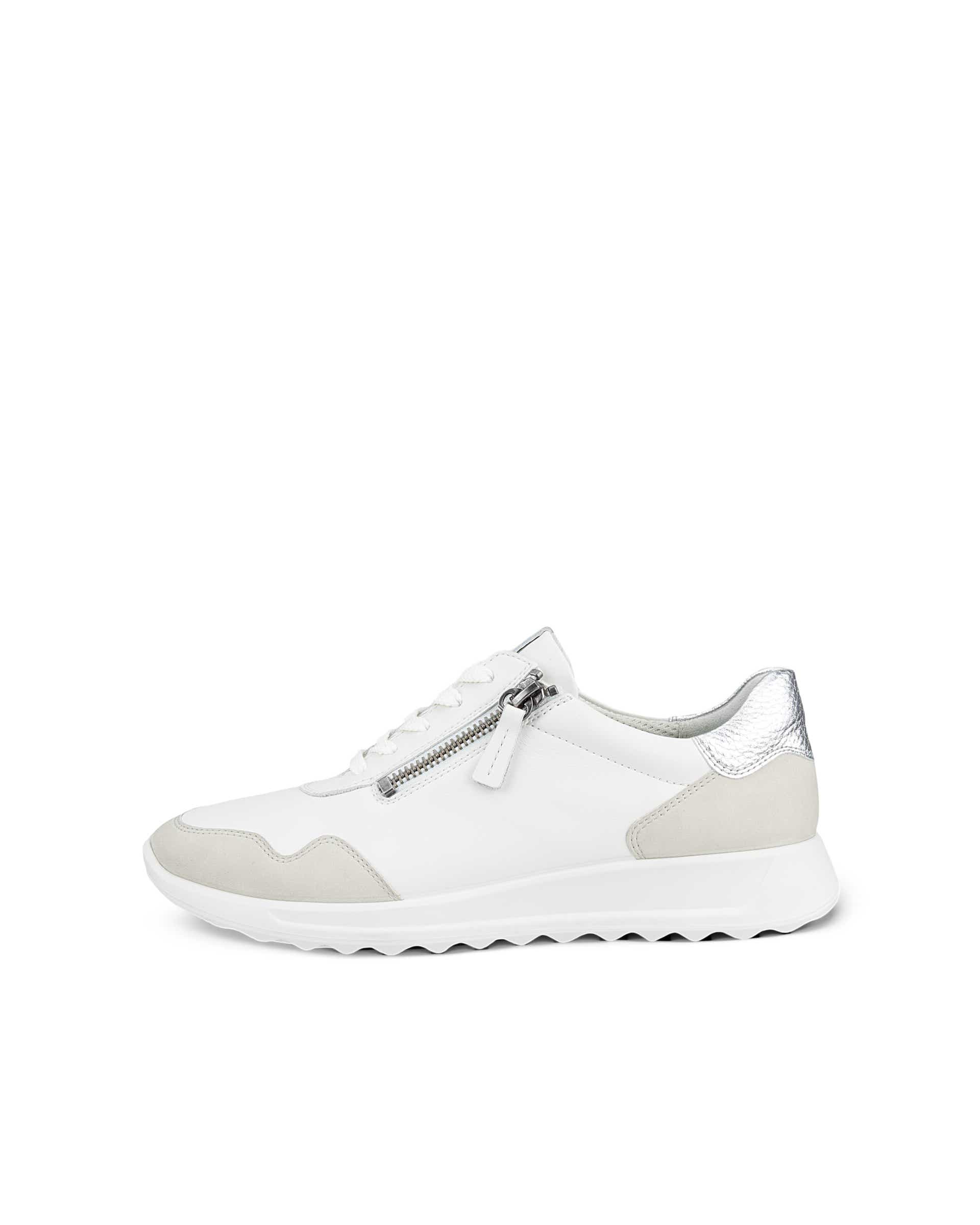 Women's ECCO® Flexure Runner Leather Sneaker - White - Outside