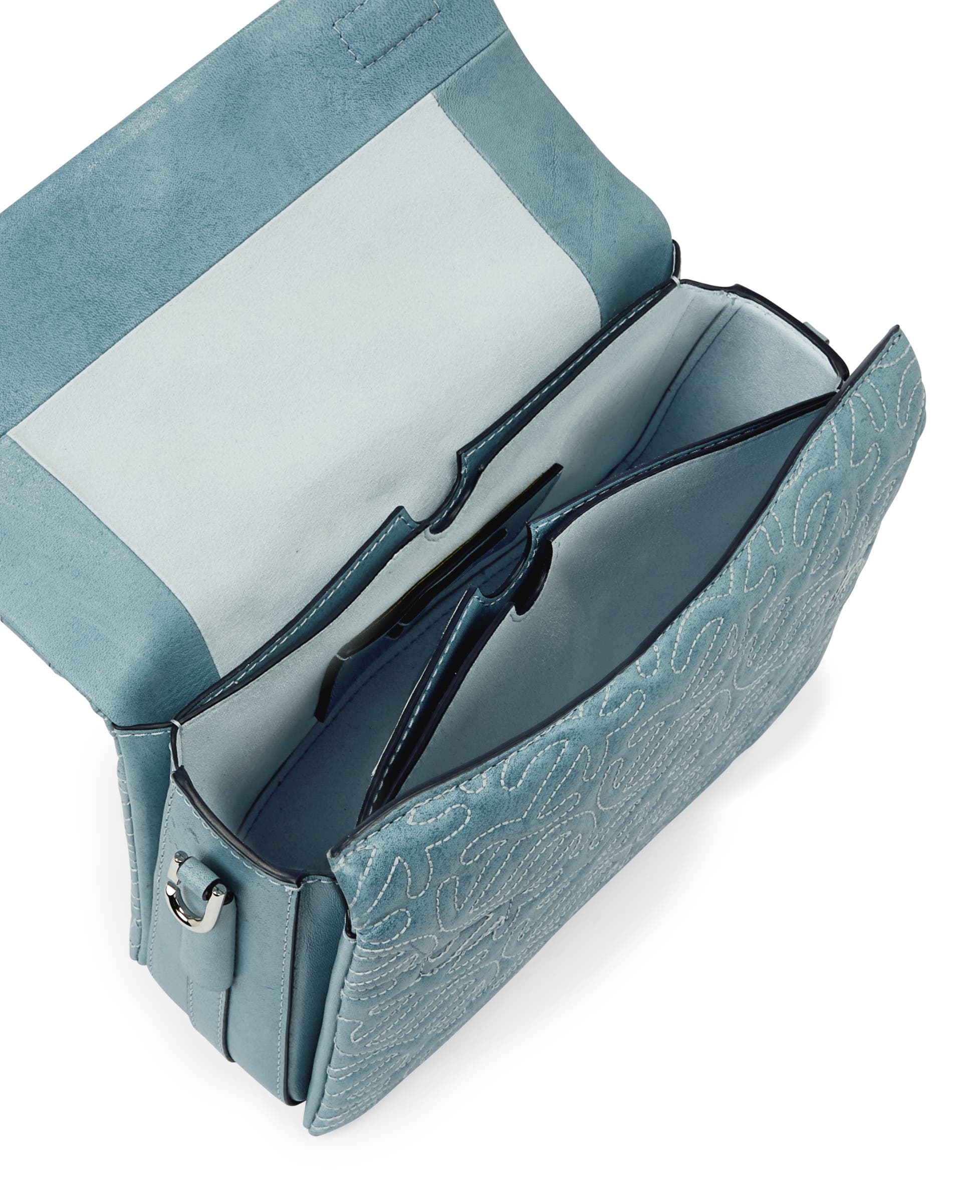 ECCO Pinch Large Quilted Wave Indigo レザークロスボディバッグ - ブルー - Inside