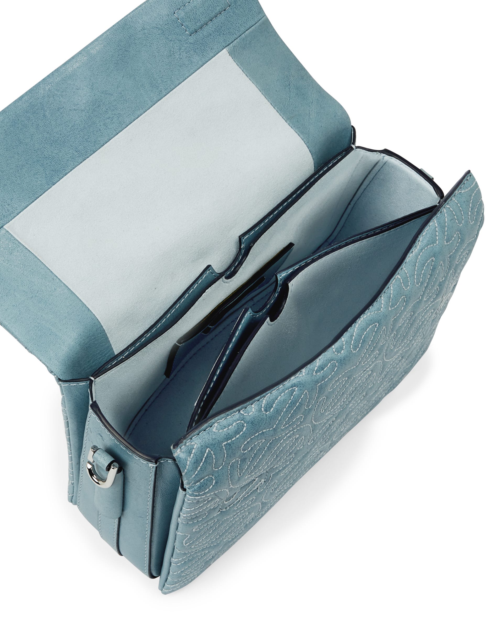 ECCO Pinch Large Quilted Wave Indigo レザークロスボディバッグ - ブルー - Inside