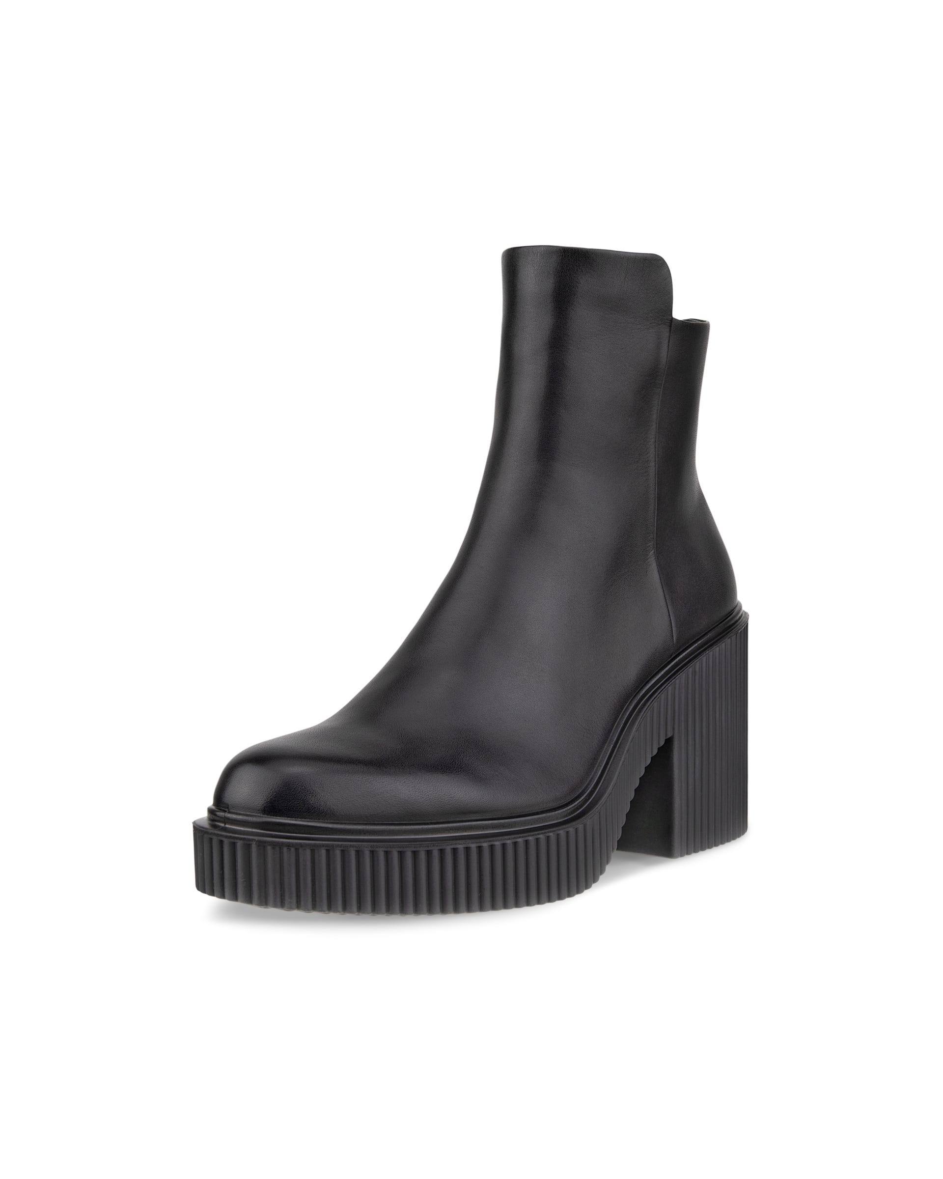 ECCO Fluted Heel ウィメンズ レザーアンクルブーツ - ブラック - Main