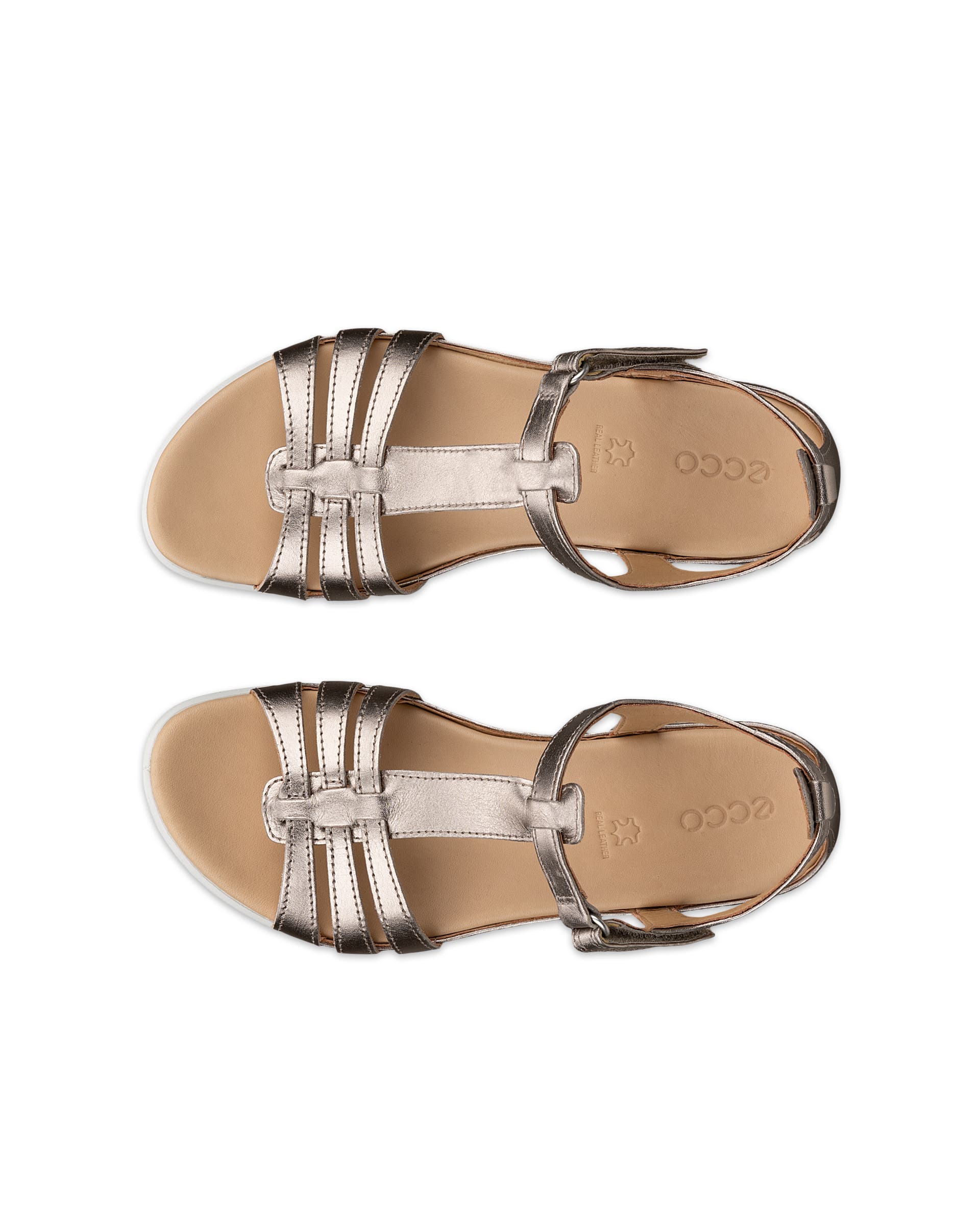 Ženski nizki usnjeni sandali ECCO® FLASH - Zlata - Top left pair