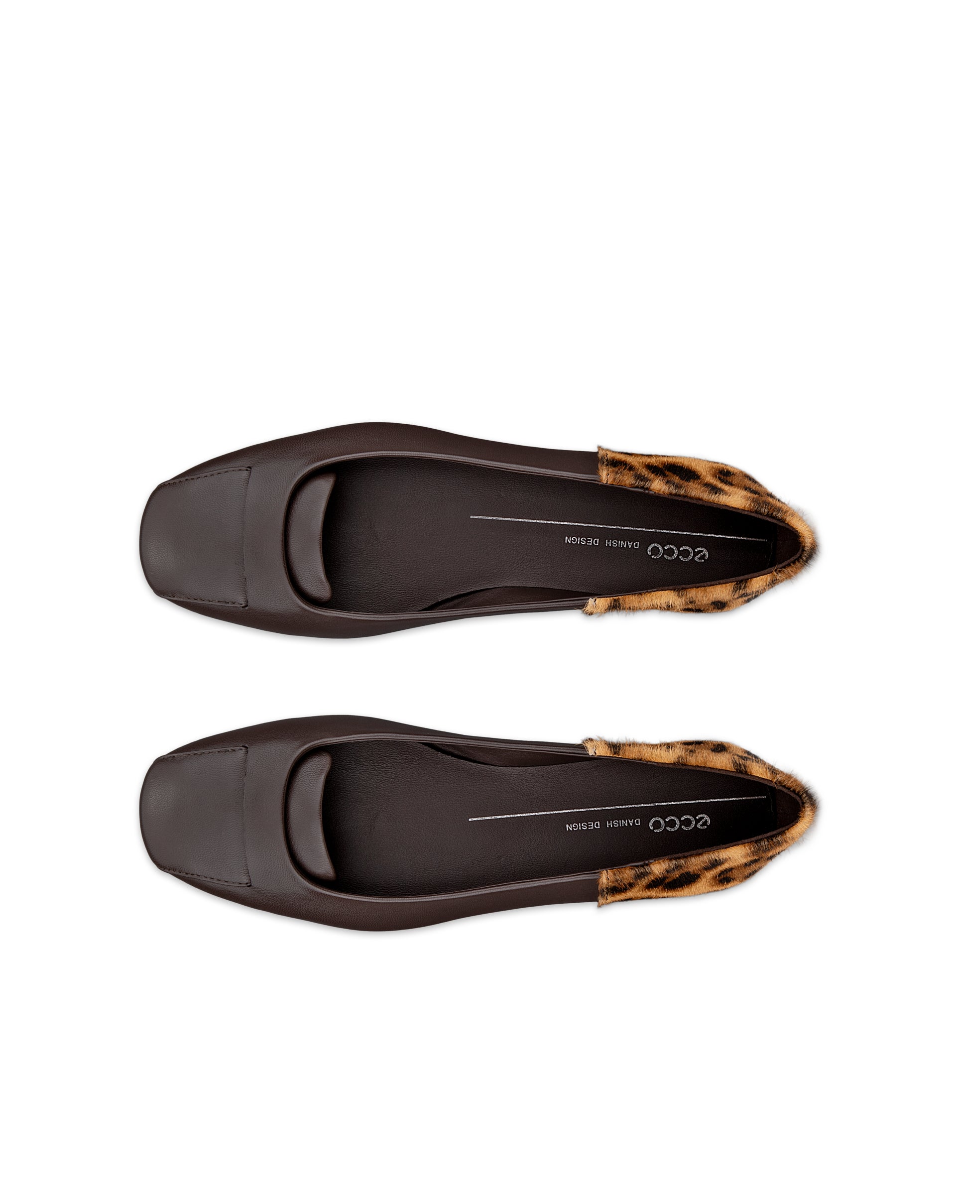 Women's ECCO® MARGOT Leather Ballerina - Brown - Top left pair