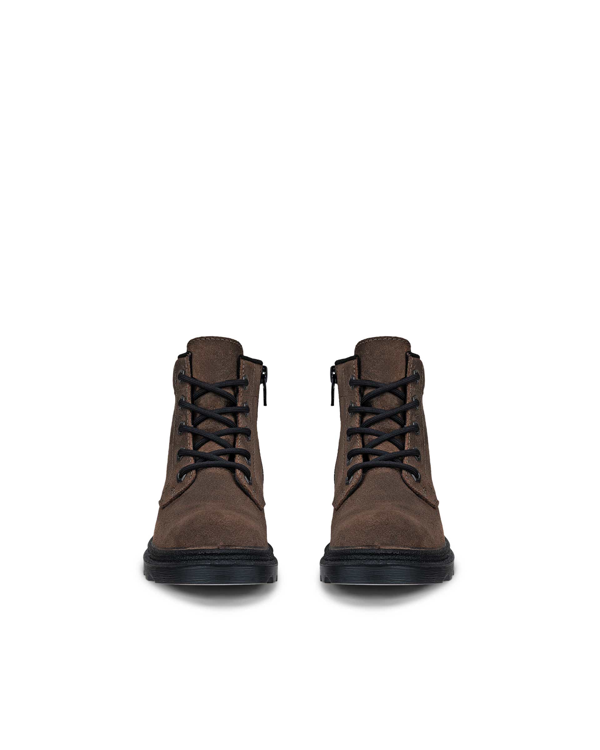 Kids' ECCO® GRAINER Lace-Up Mid-Cut Boot - Brown - Front pair