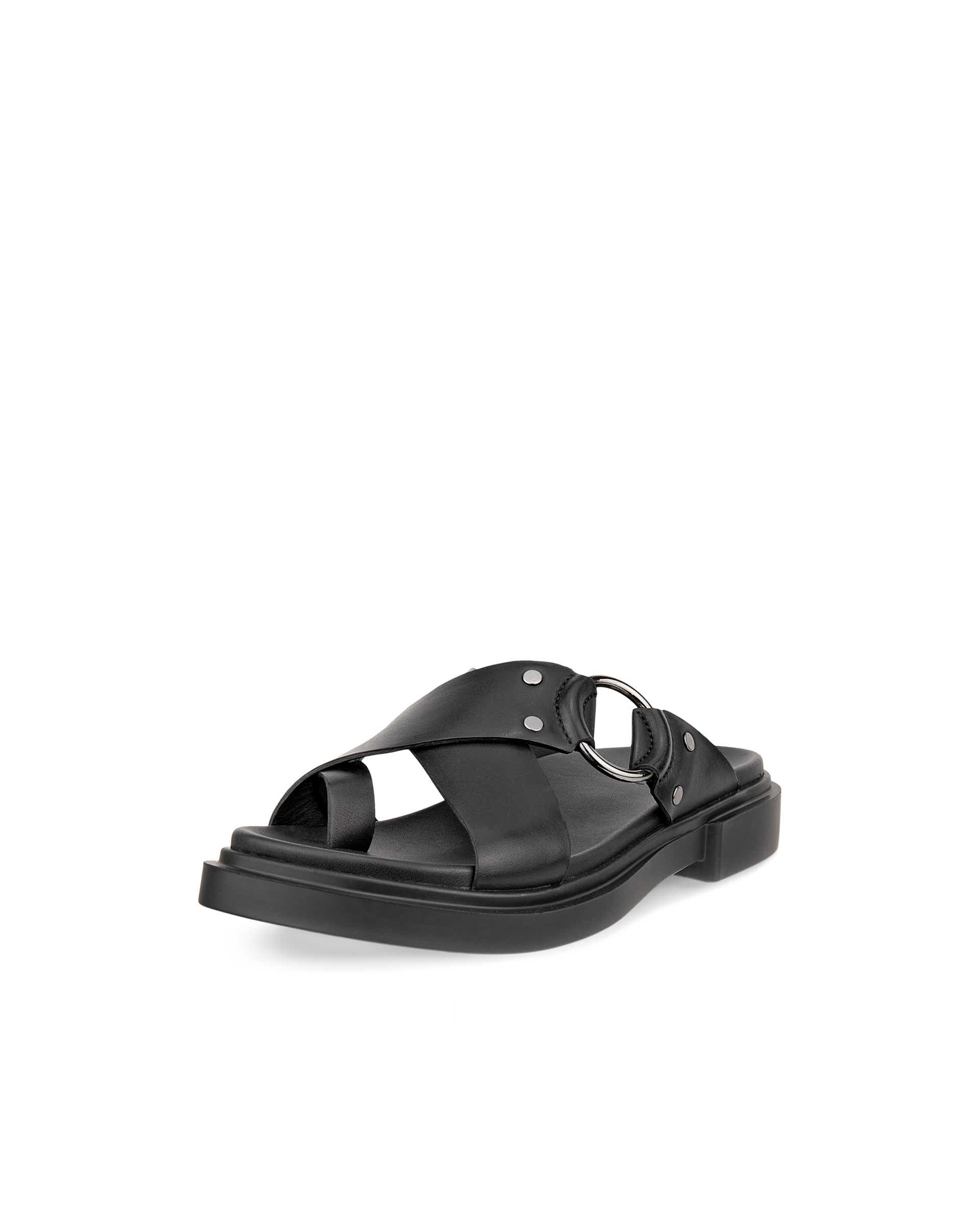 Women's ECCO® Metropole Seoul Leather Ring Sandal - Black - Main