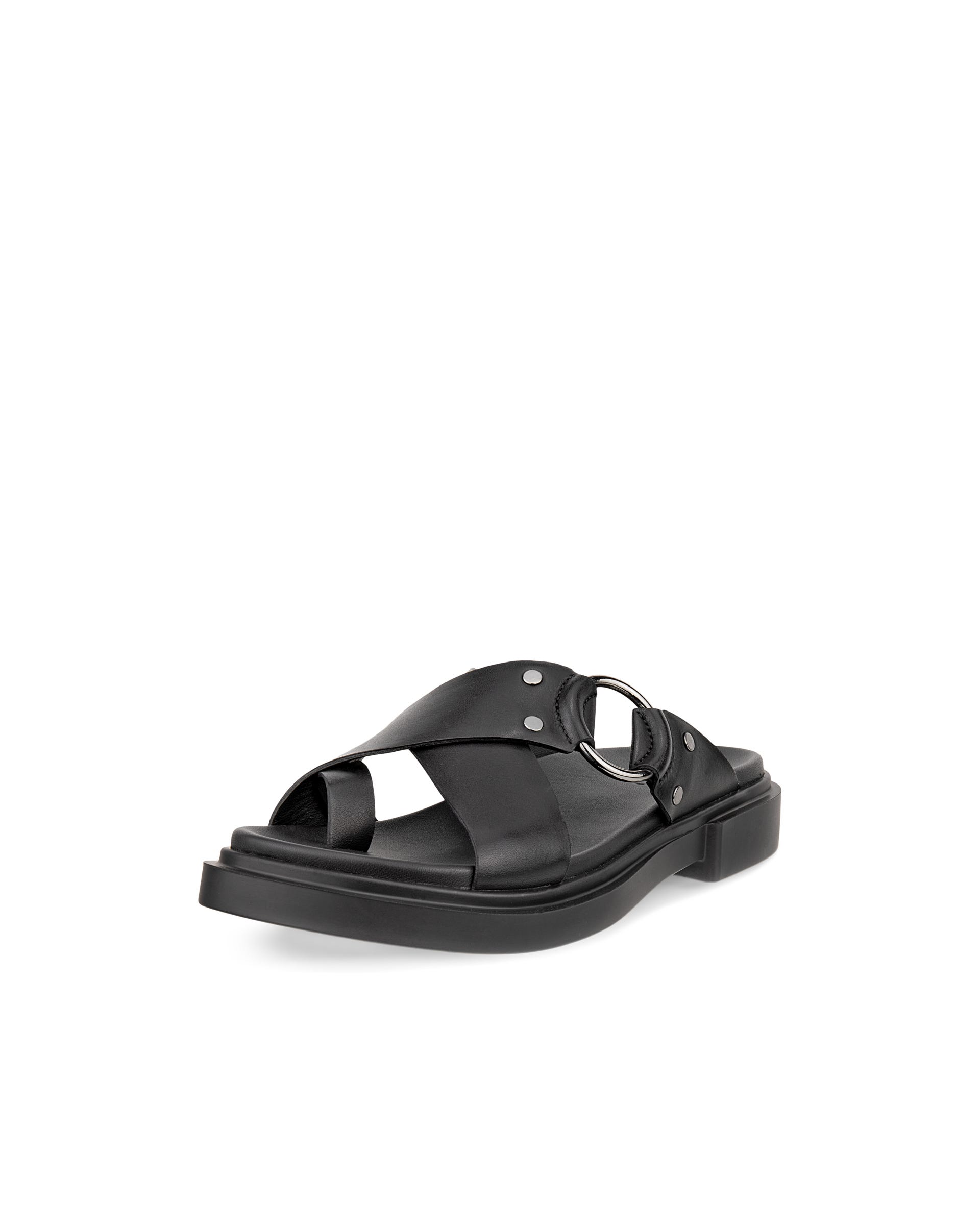 Women's ECCO® Metropole Seoul Leather Ring Sandal - Black - Main