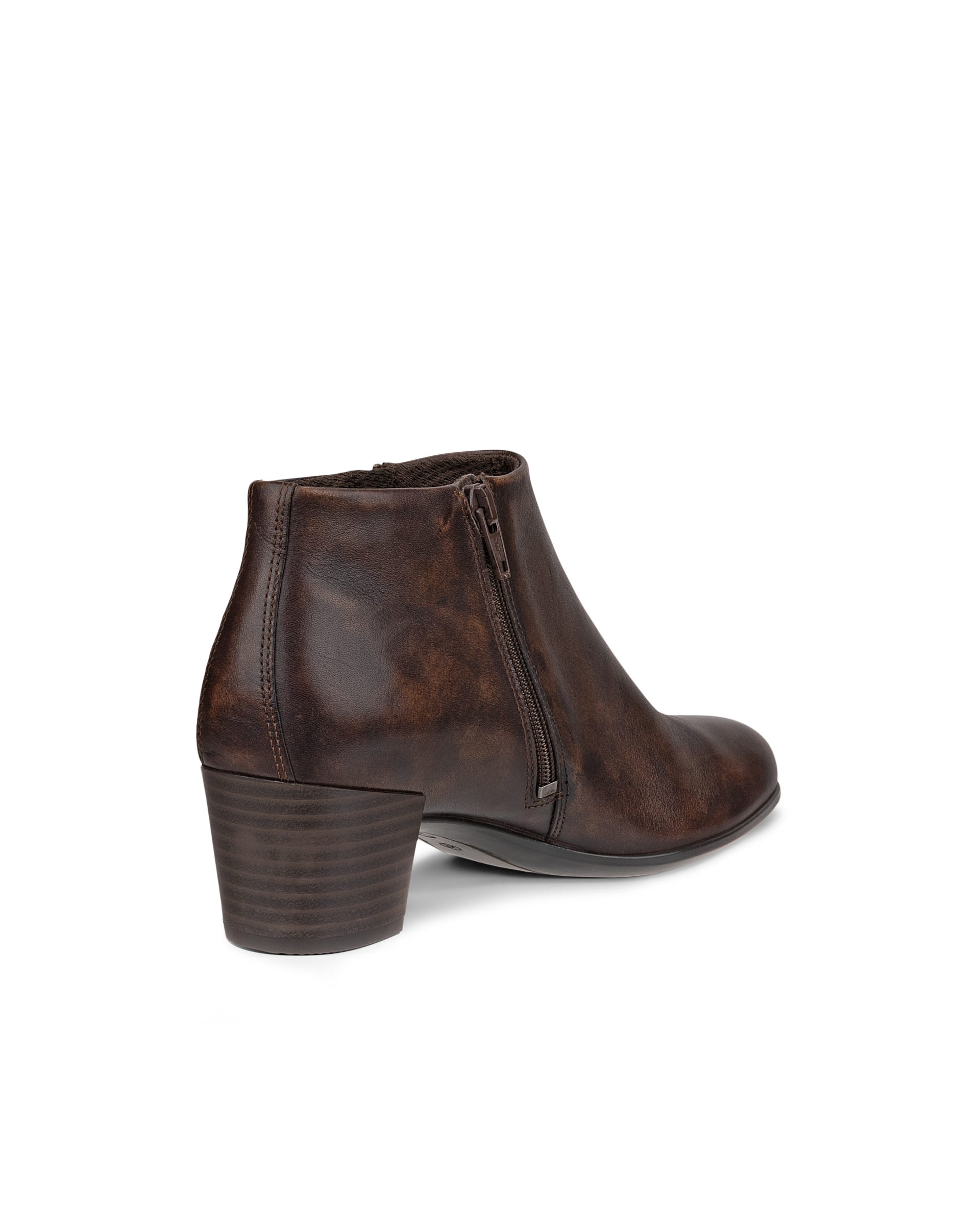 Women's ECCO® Shape 35 Leather Zippered Ankle Boot - Brown - Back