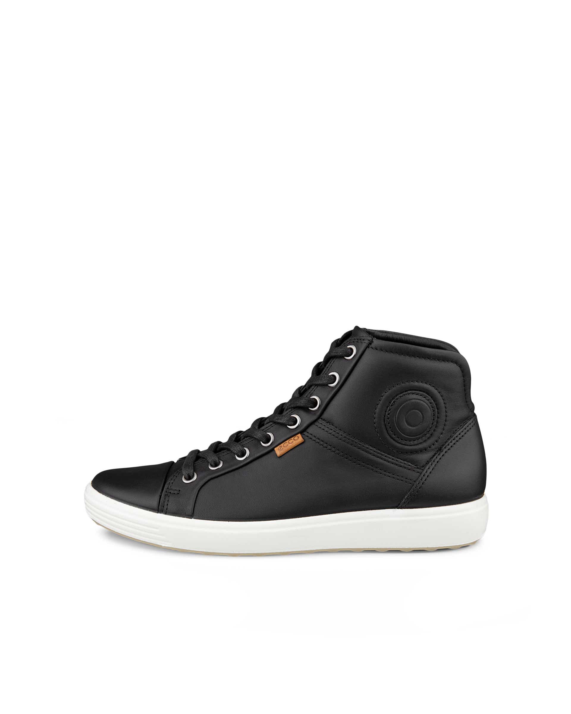 ECCO® Soft 7 baskets montante en cuir pour femme - Noir - Outside