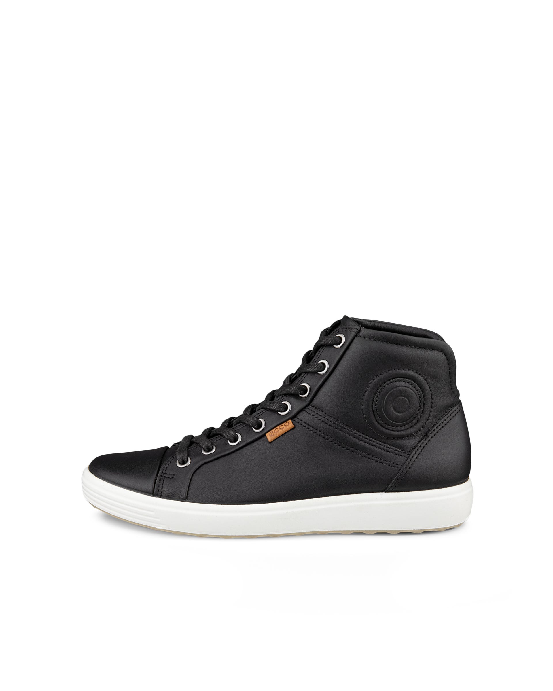 ECCO® Soft 7 Damen High-Top Sneaker aus Leder - Schwarz - Outside