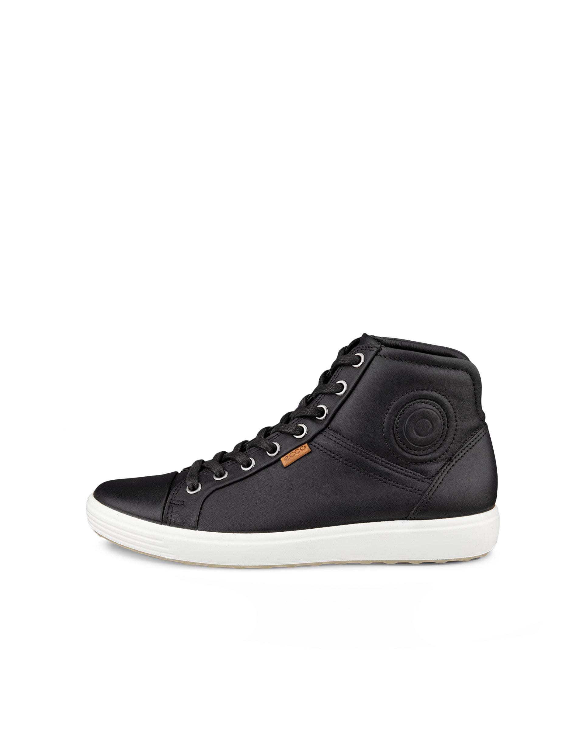 ECCO® Soft 7 női magasszárú bőr sneaker - Fekete - Outside