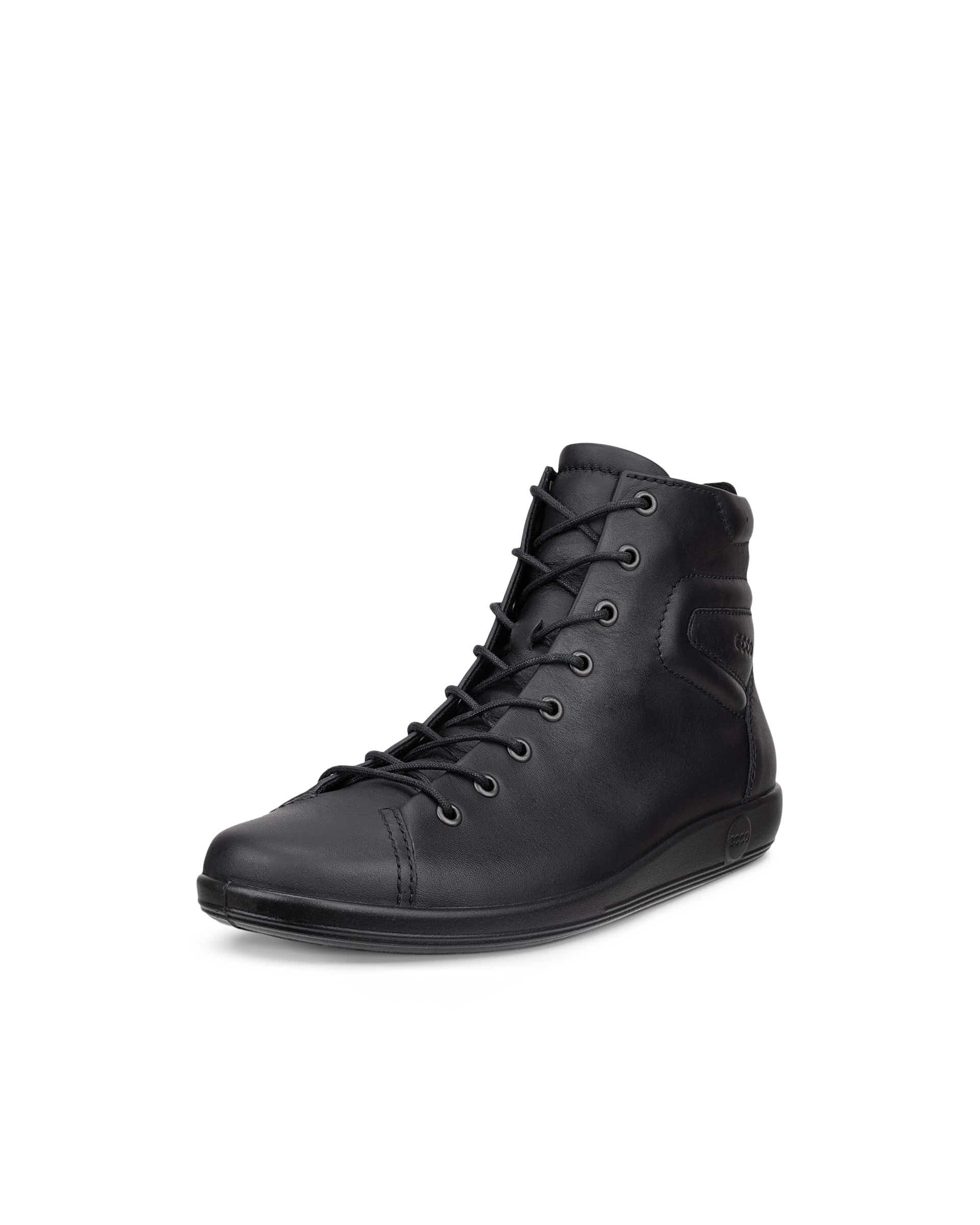 Women's ECCO® SOFT 2.0 Leather Sneaker Boot - Black - Main
