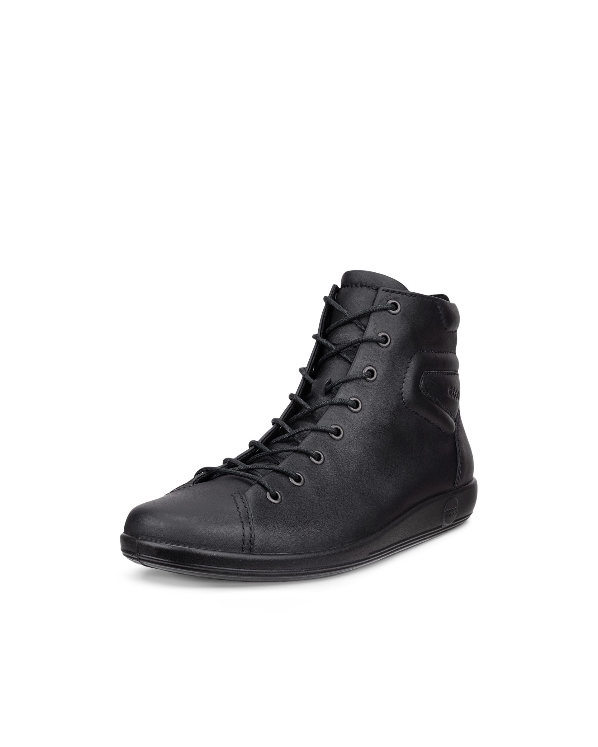 Women's ECCO® SOFT 2.0 Leather Sneaker Boot - Black - Outside