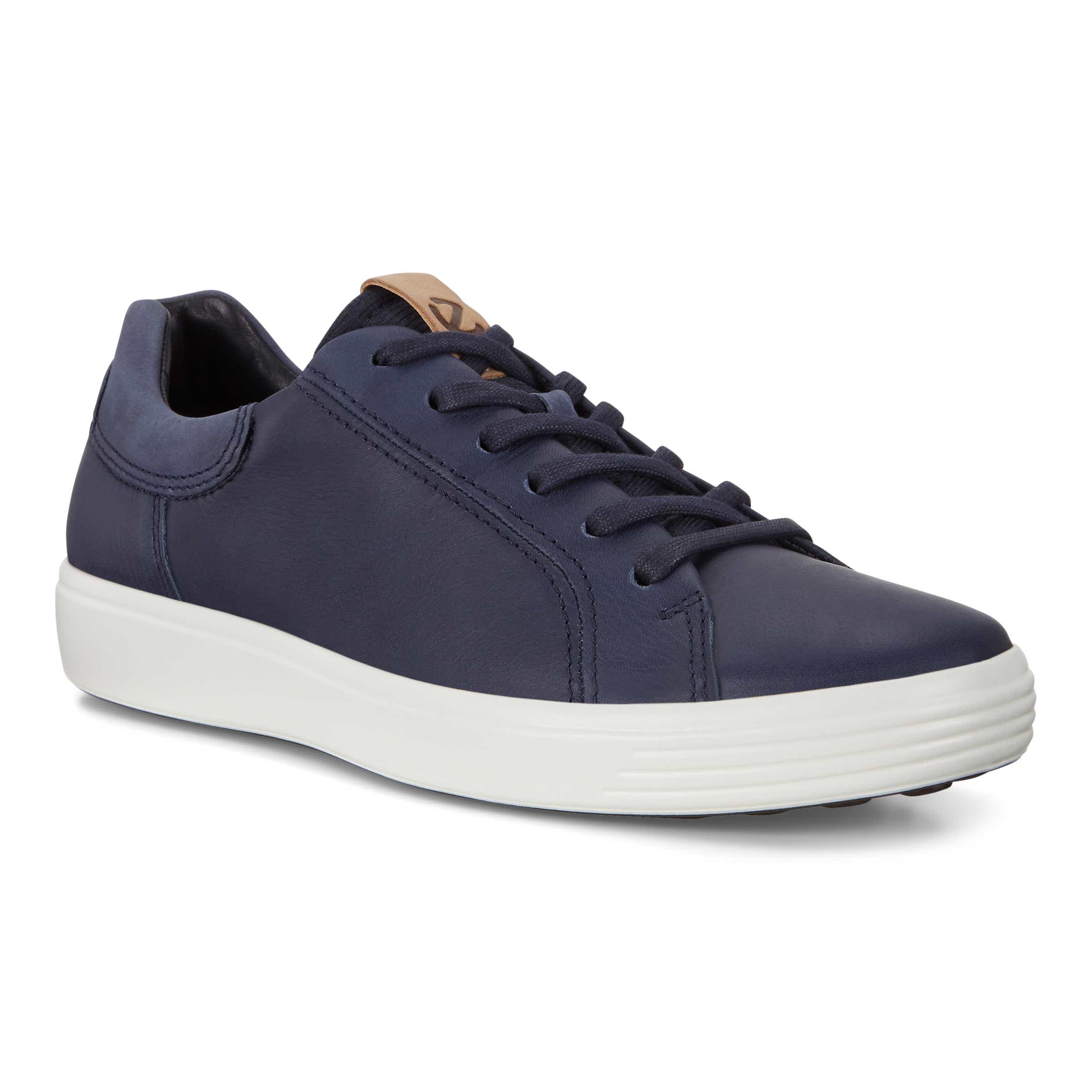 ECCO Soft 7 Men's Contrast Heel Sneakers - Blue - Main