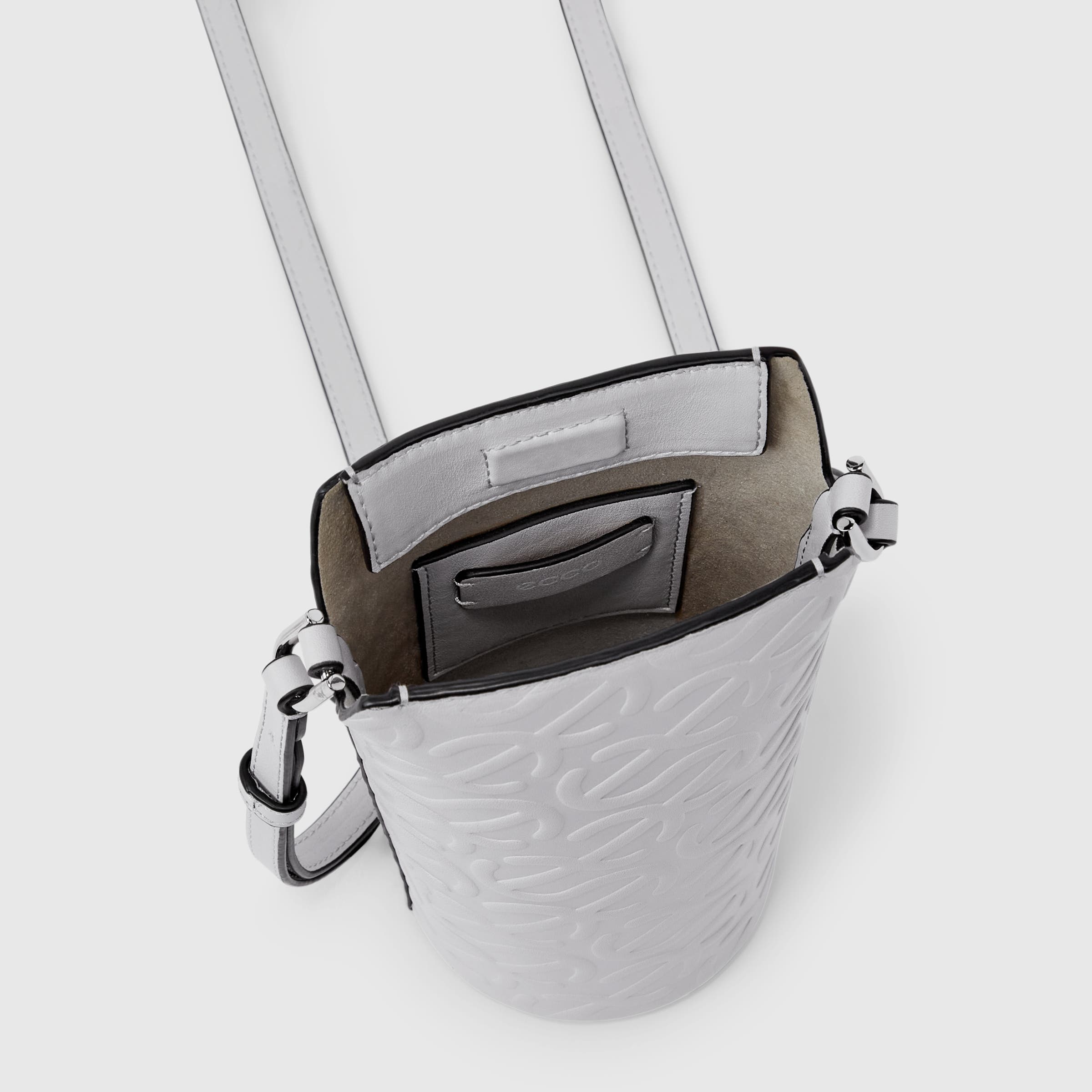 ECCO® Wave Pot Leather Crossbody Bag - Grey - Inside