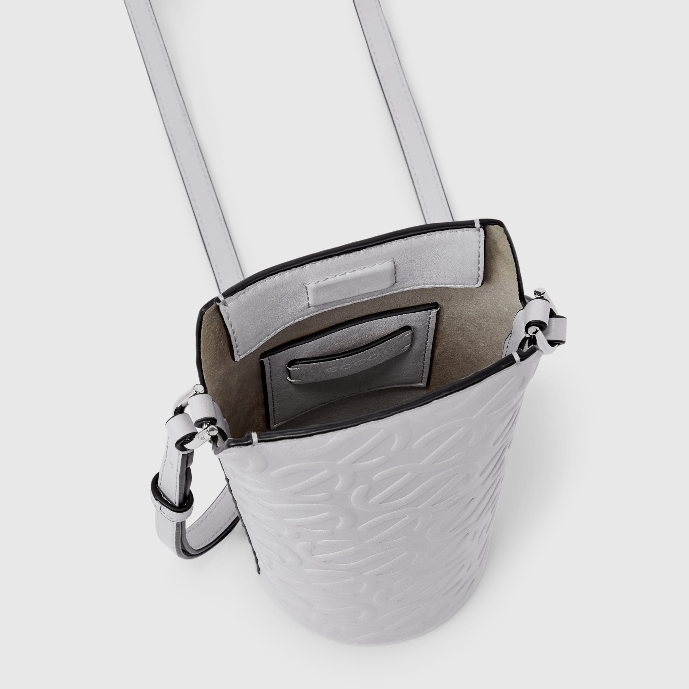 ECCO® Wave Pot Leather Crossbody Bag - Grey - Inside